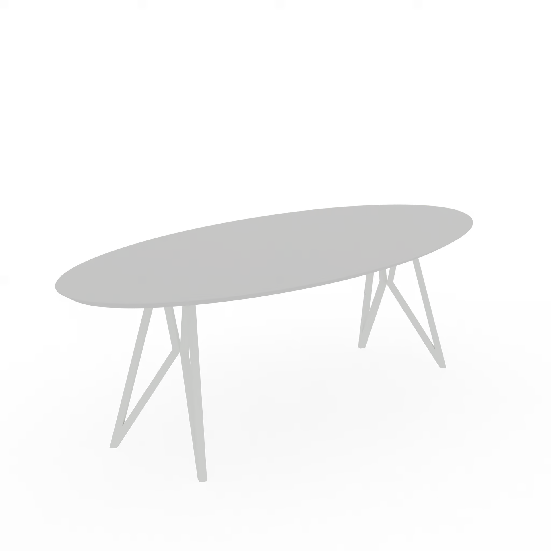 Butterfly Oval HPL Fenix Bianco Kos Steel white powder-coated dining table