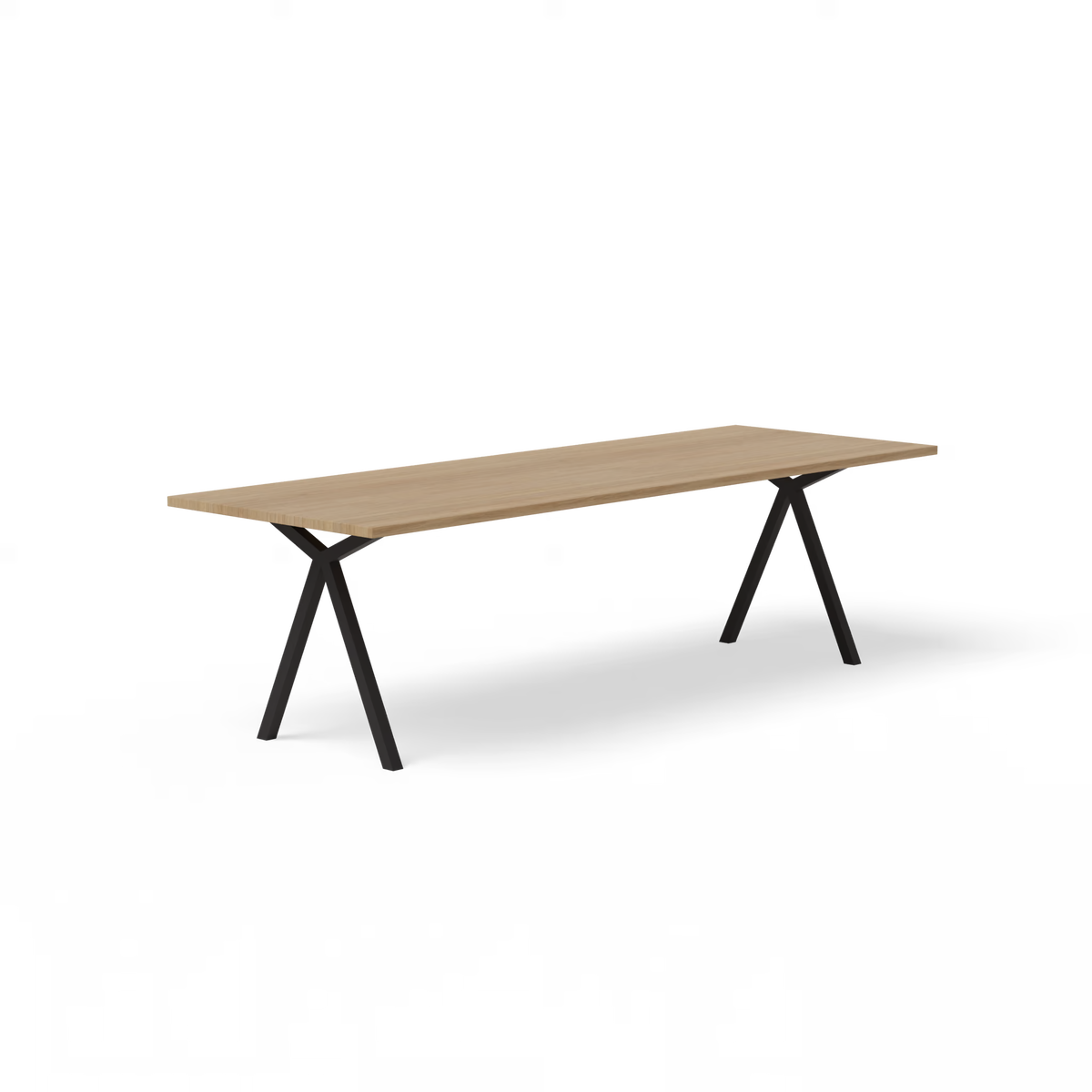 Slim X tafel zwart, eiken naturel lak rechthoekig