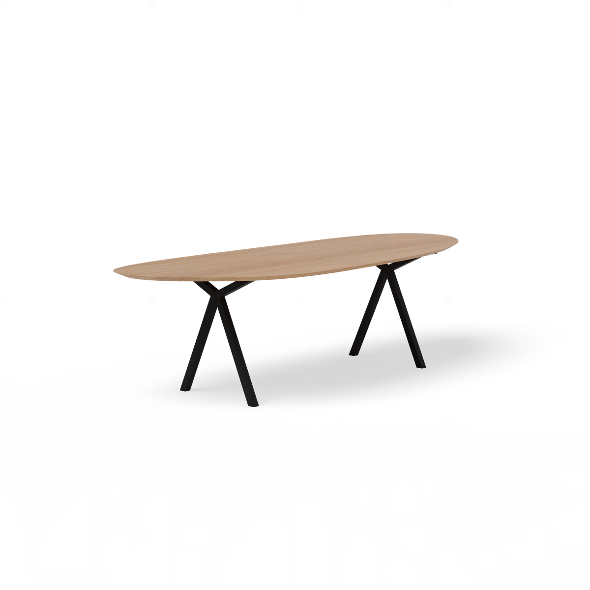 Slim X tafel zwart, eiken naturel lak Blob