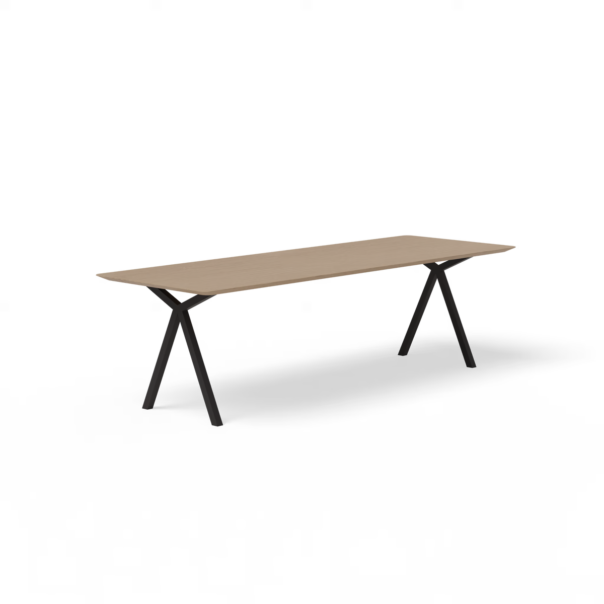 Slim X tafel zwart, eiken naturel light rechthoekig