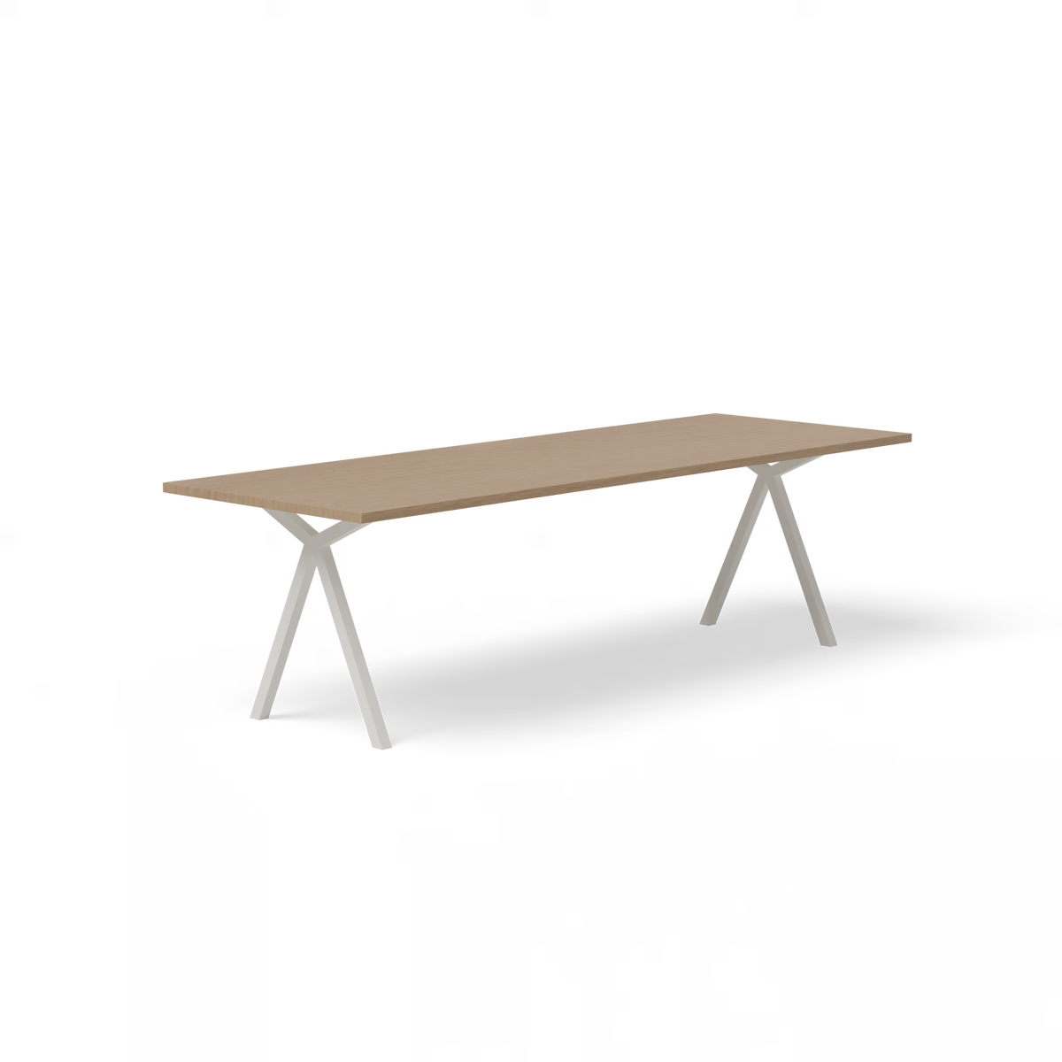 Slim X tafel wit, eiken naturel light rechthoekig