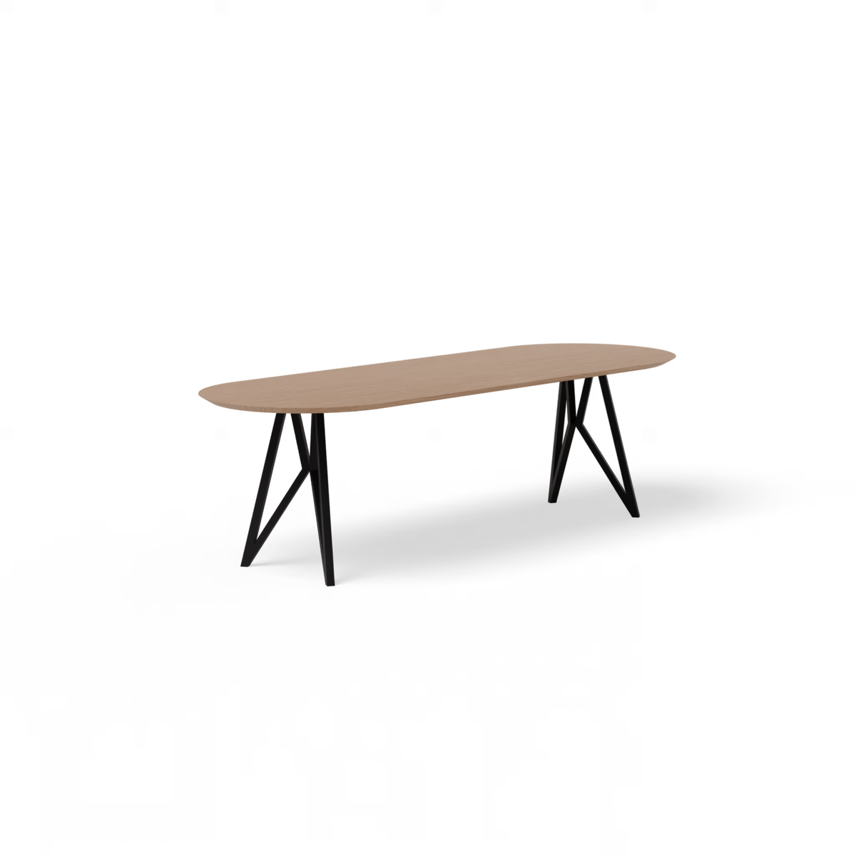 Butterfly tafel zwart, eiken naturel light plat ovaal