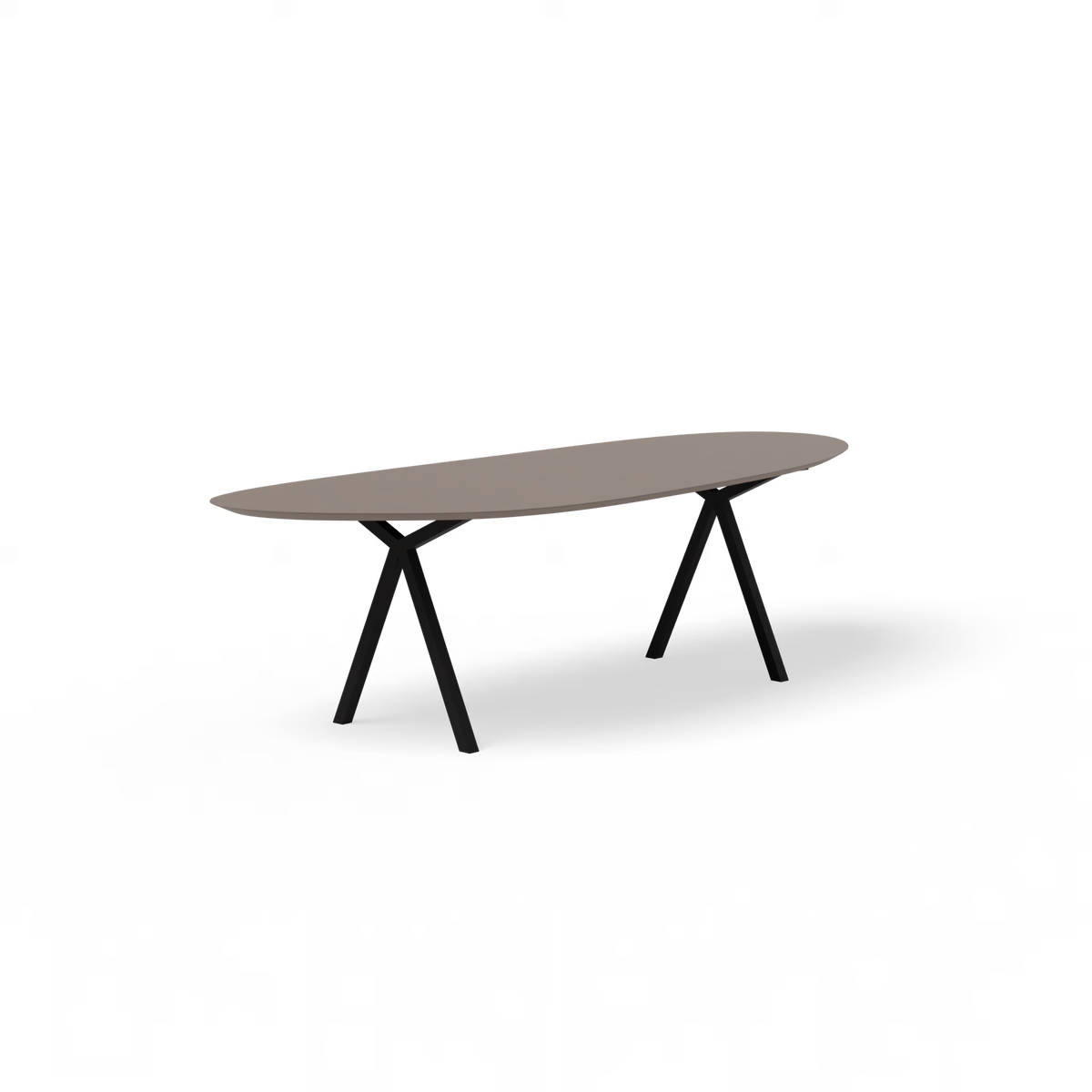 Slim X tafel zwart, HPL bruin Blob