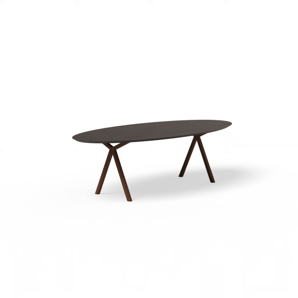 Slim X tafel bruin, eiken gerookt ovaal