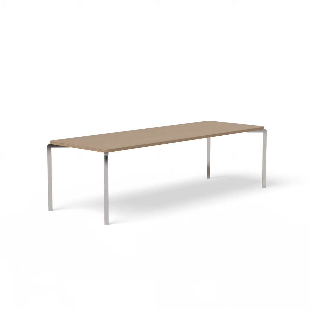 Arc tafel chroom, eiken naturel light rechthoekig