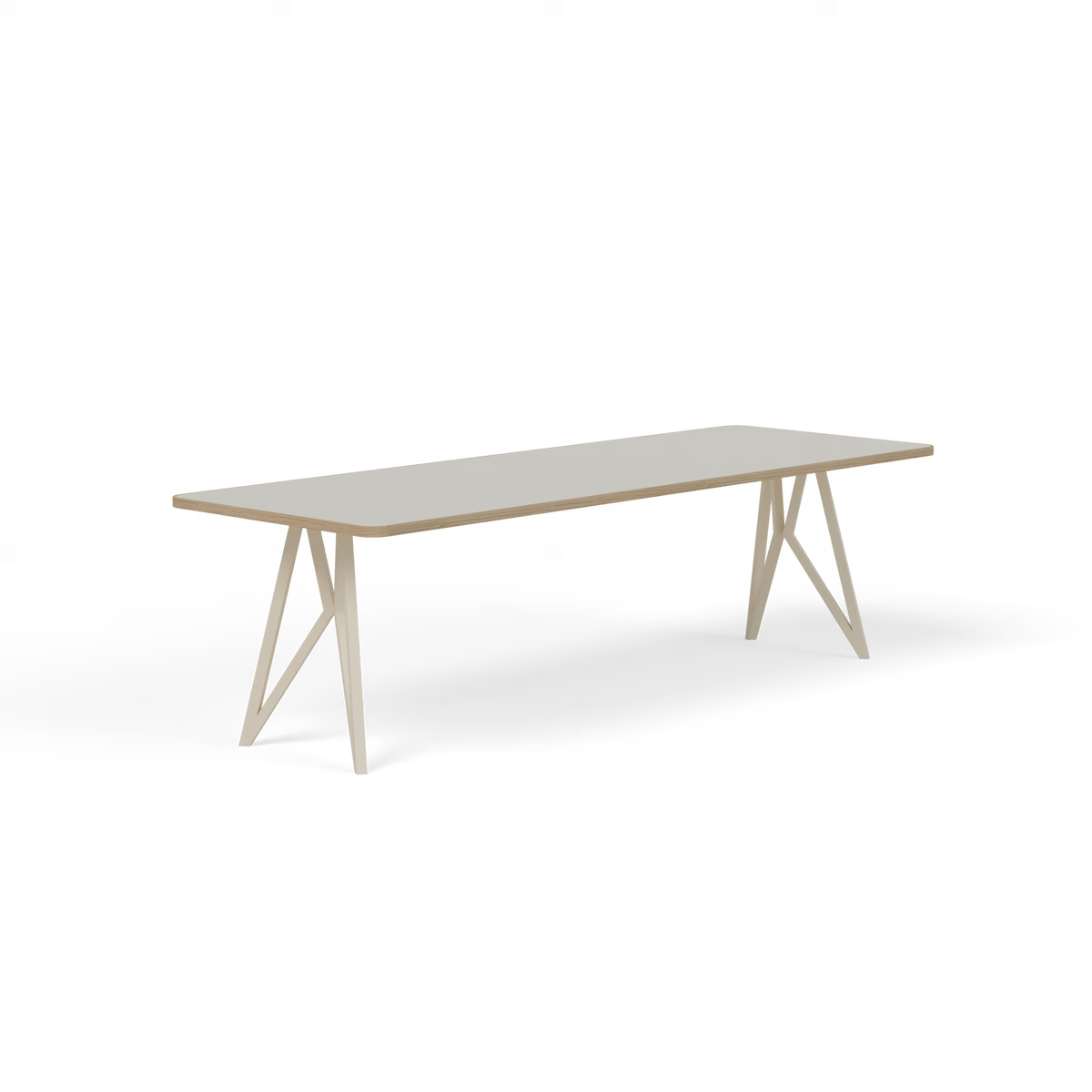 Butterfly tafel ivoor, beige HPL rechthoekig met eiken rand