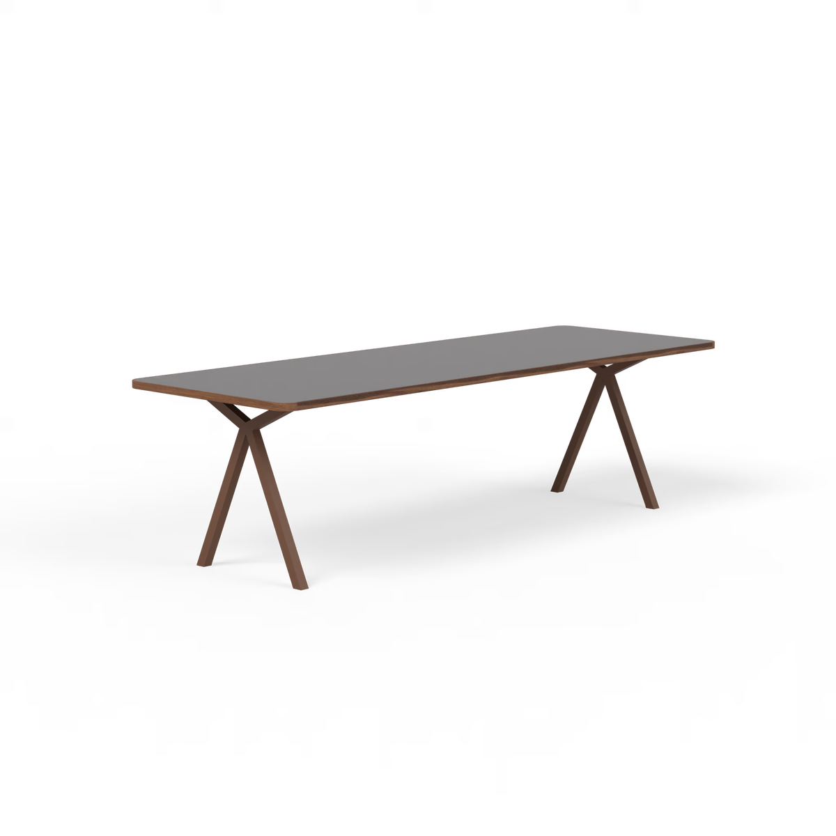 Slim X tafel bruin, cacao HPL rechthoekig met walnoot rand