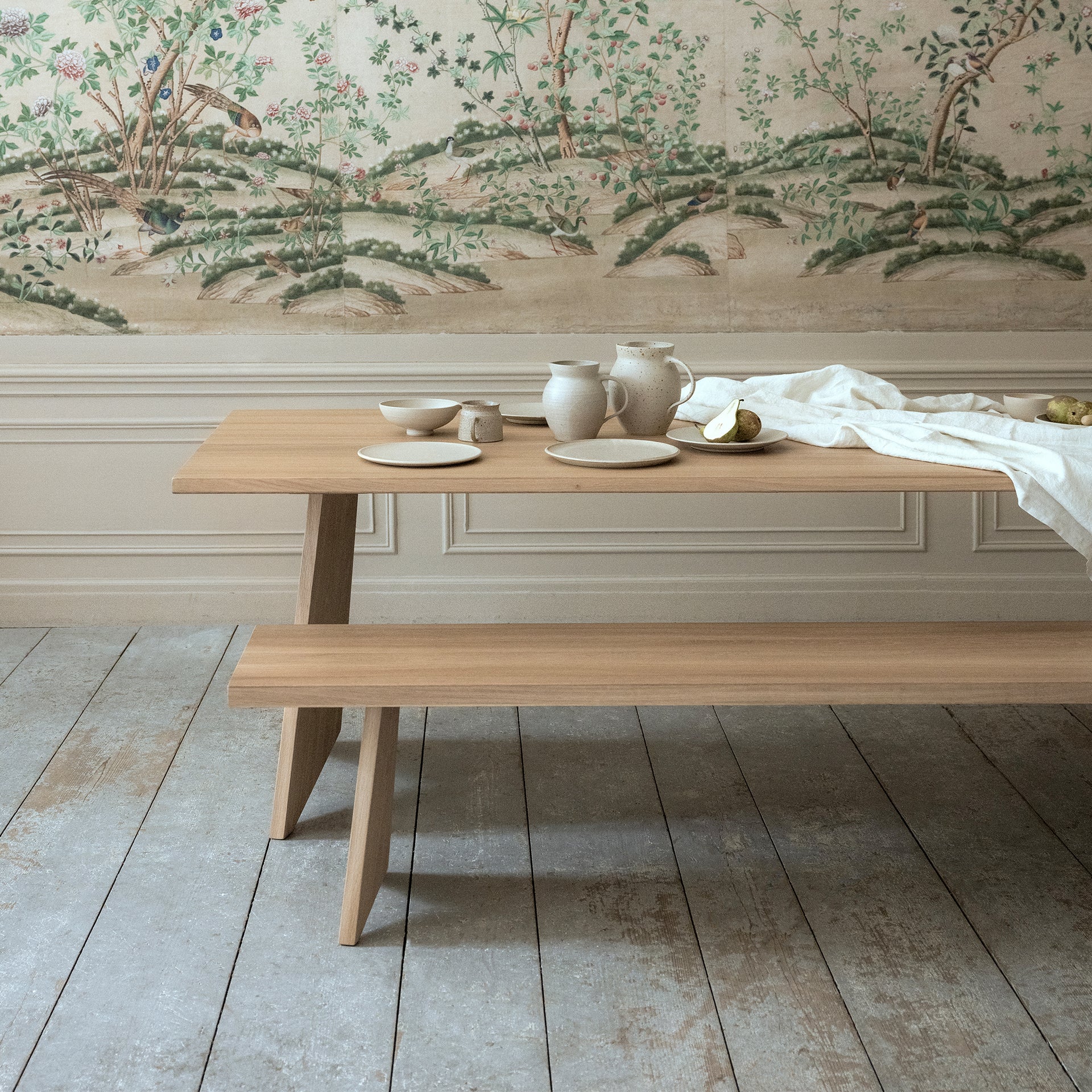 Butterfly Wood Dining Bench Smoked Oak Stain 180cm