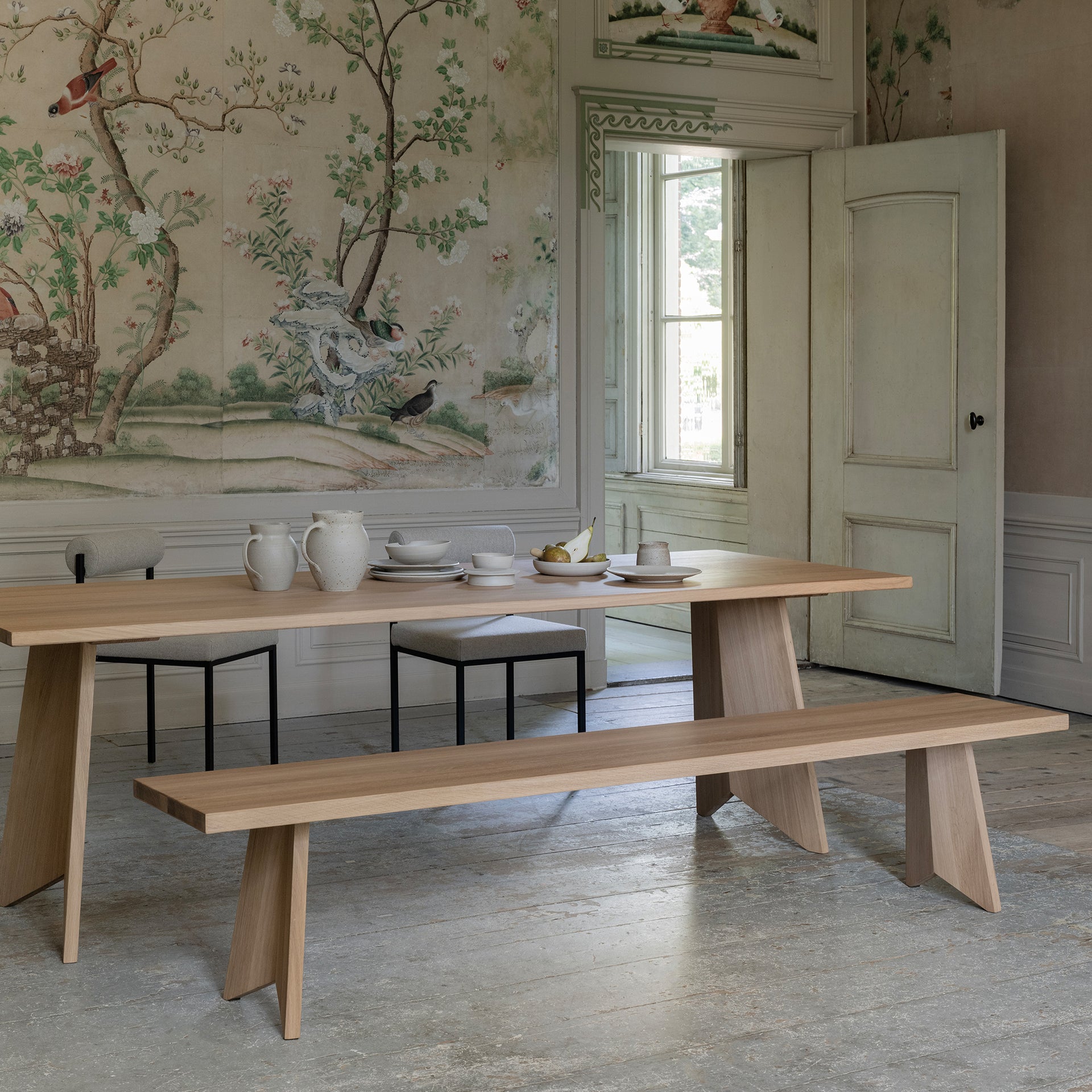 Butterfly Wood Dining Bench Smoked Oak Stain 180cm