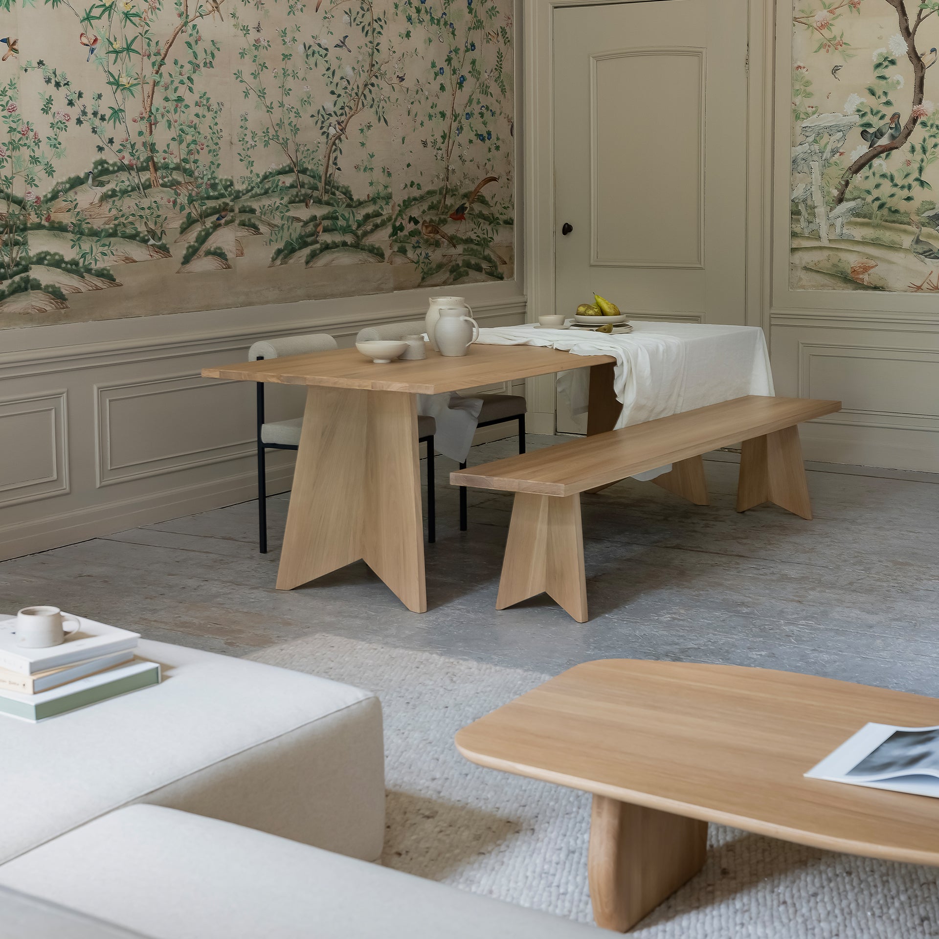 Butterfly Wood Dining Bench Smoked Oak Stain 180cm