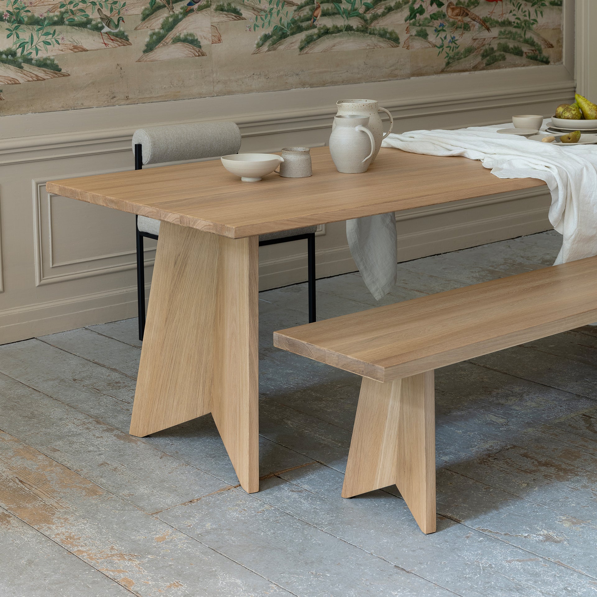 Butterfly Wood Dining Bench Smoked Oak Stain 180cm