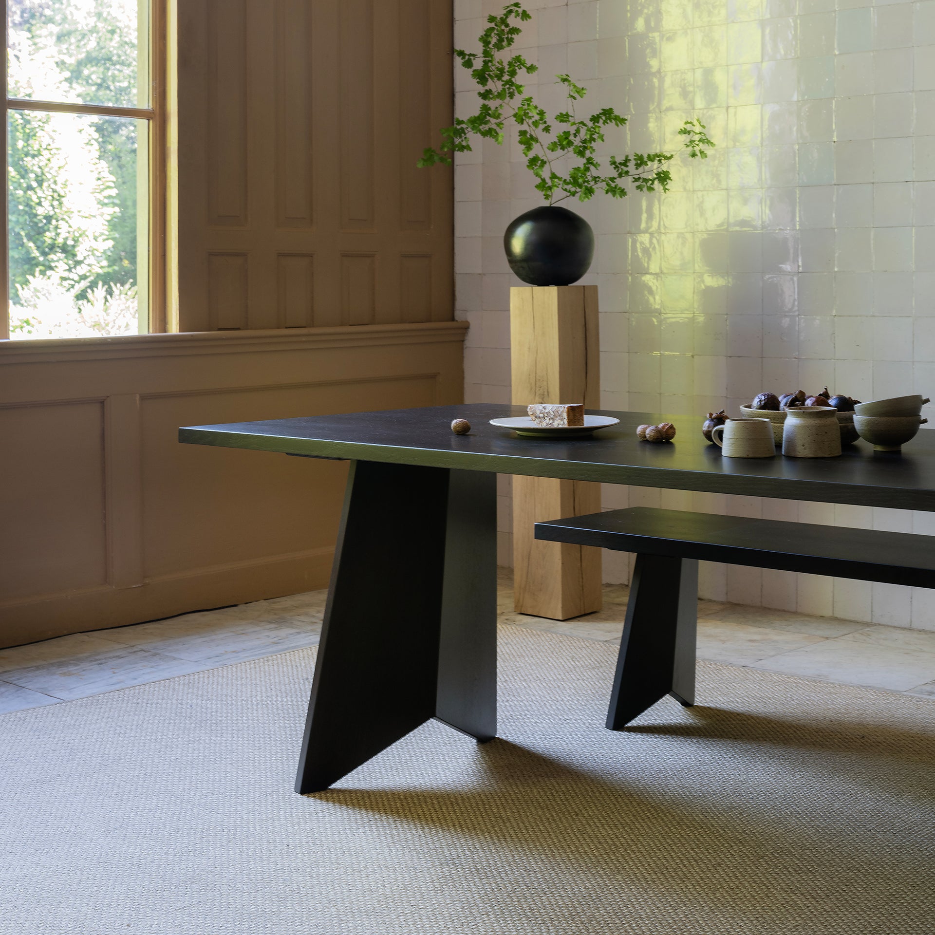 Butterfly Wood Dining Bench Smoked Oak Stain 180cm