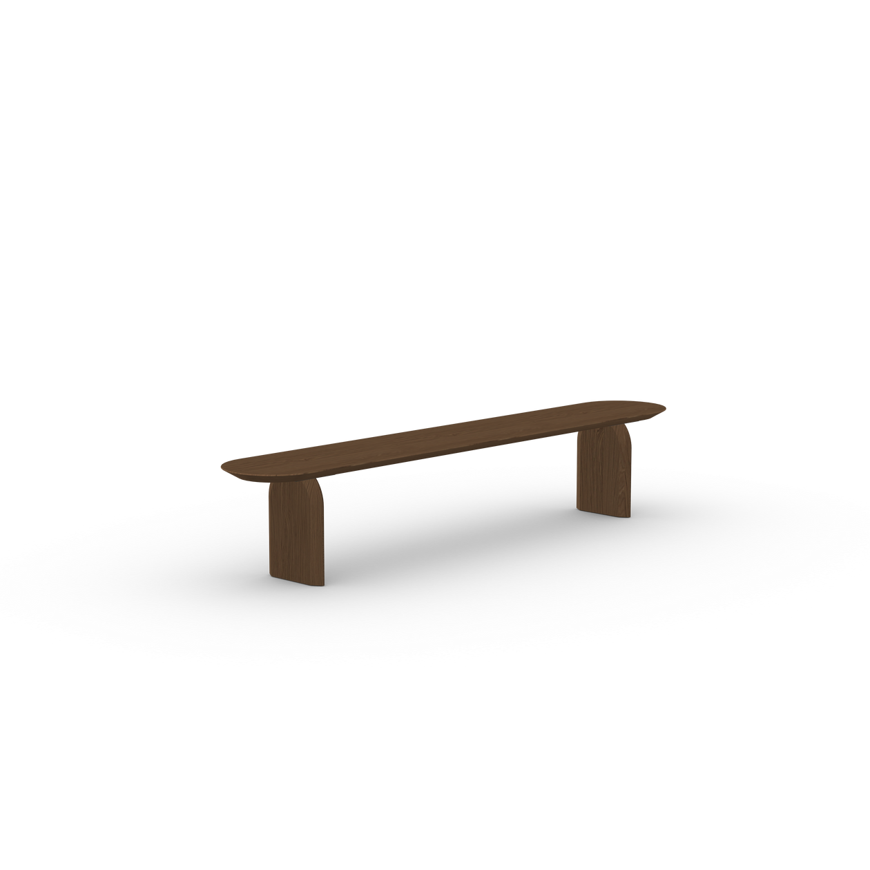 Slot dining bench Oak dark brown stain 180cm tapered