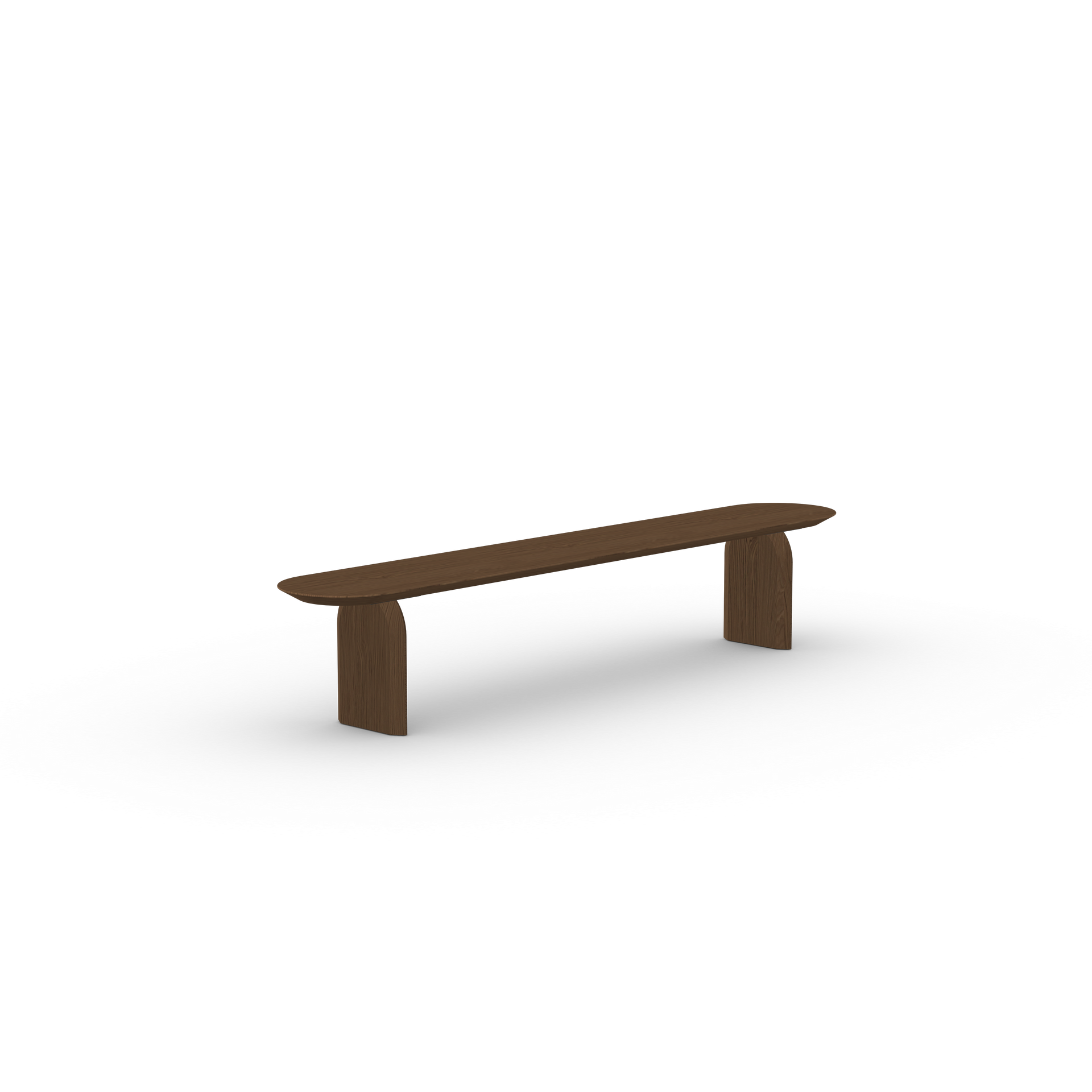 Slot dining bench Oak dark brown stain 180cm tapered