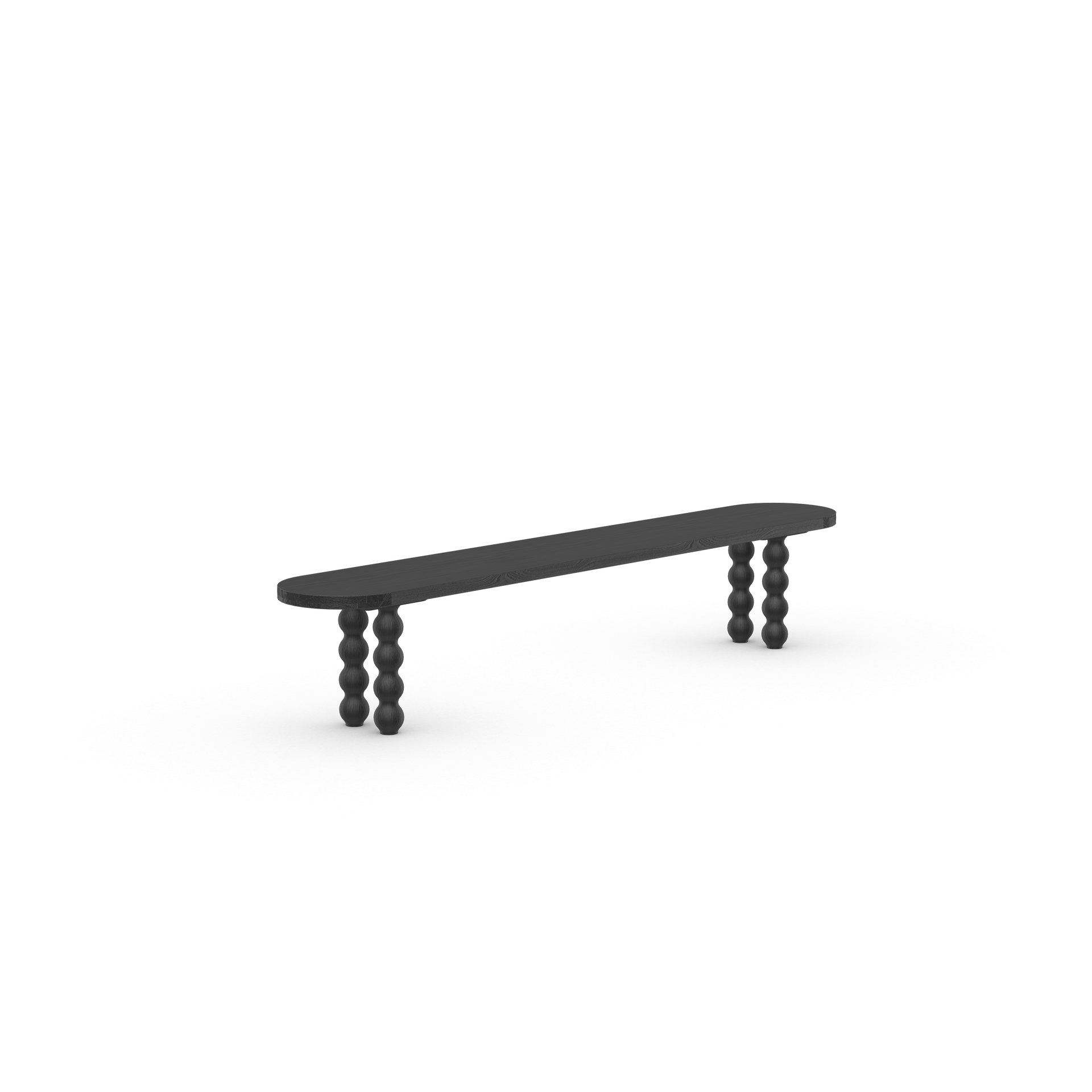 Turn dining bench Oak black stain 180cm