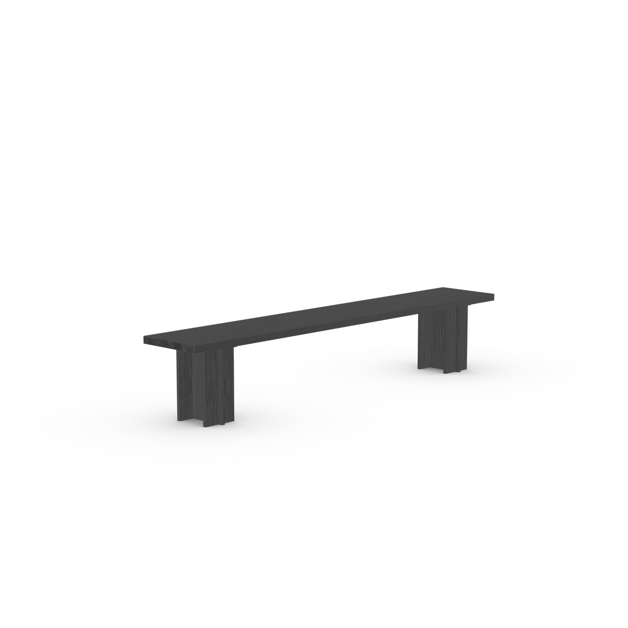Column dining bench Oak black stain 180cm tapered