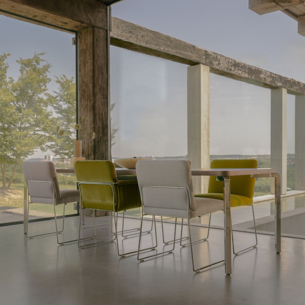Arc Rechthoekig Eiken hardwax naturel light chroom eettafel