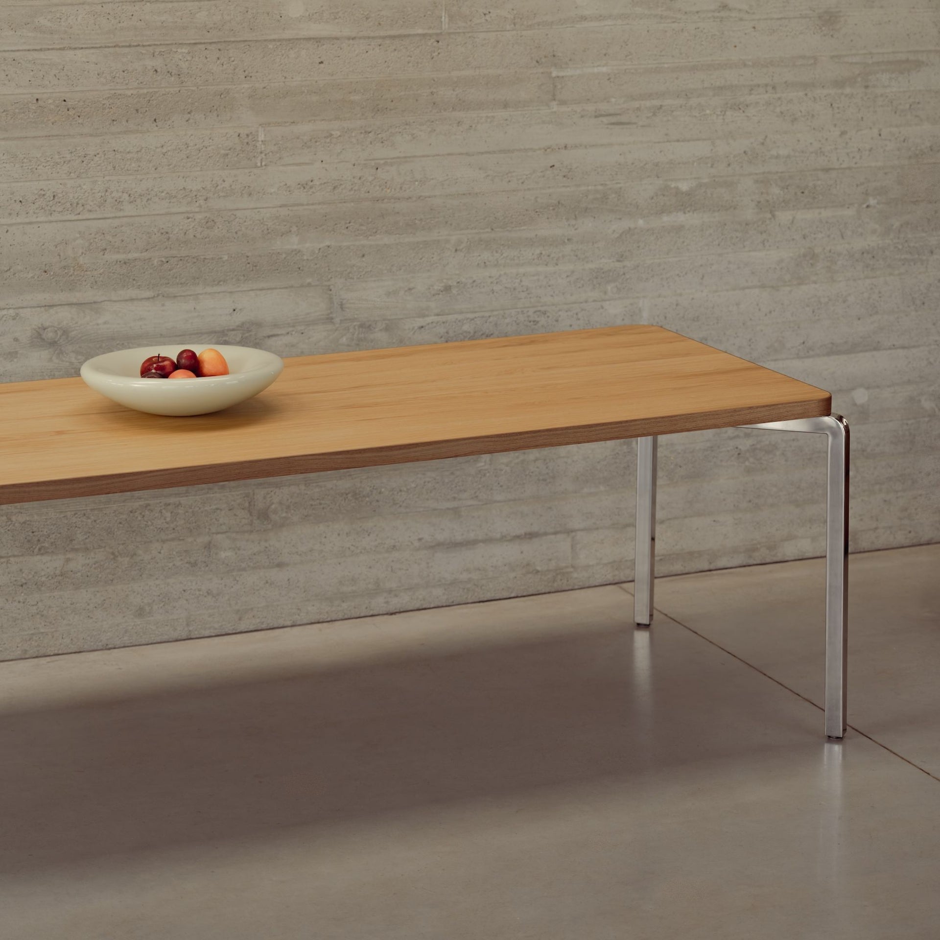 Arc Rechthoekig Eiken hardwax naturel light chroom eettafel