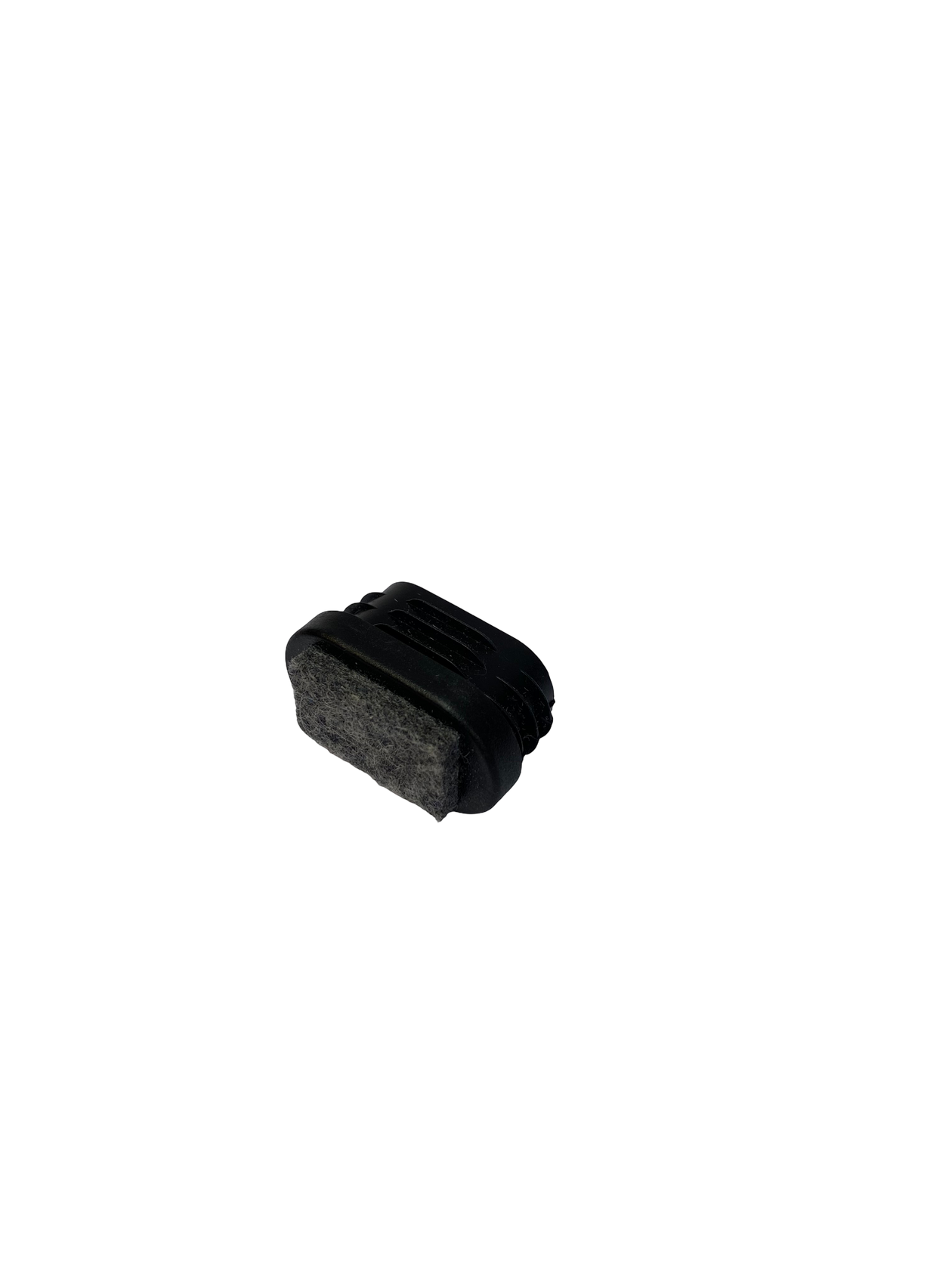 Oval felt cap with rectangular black felt