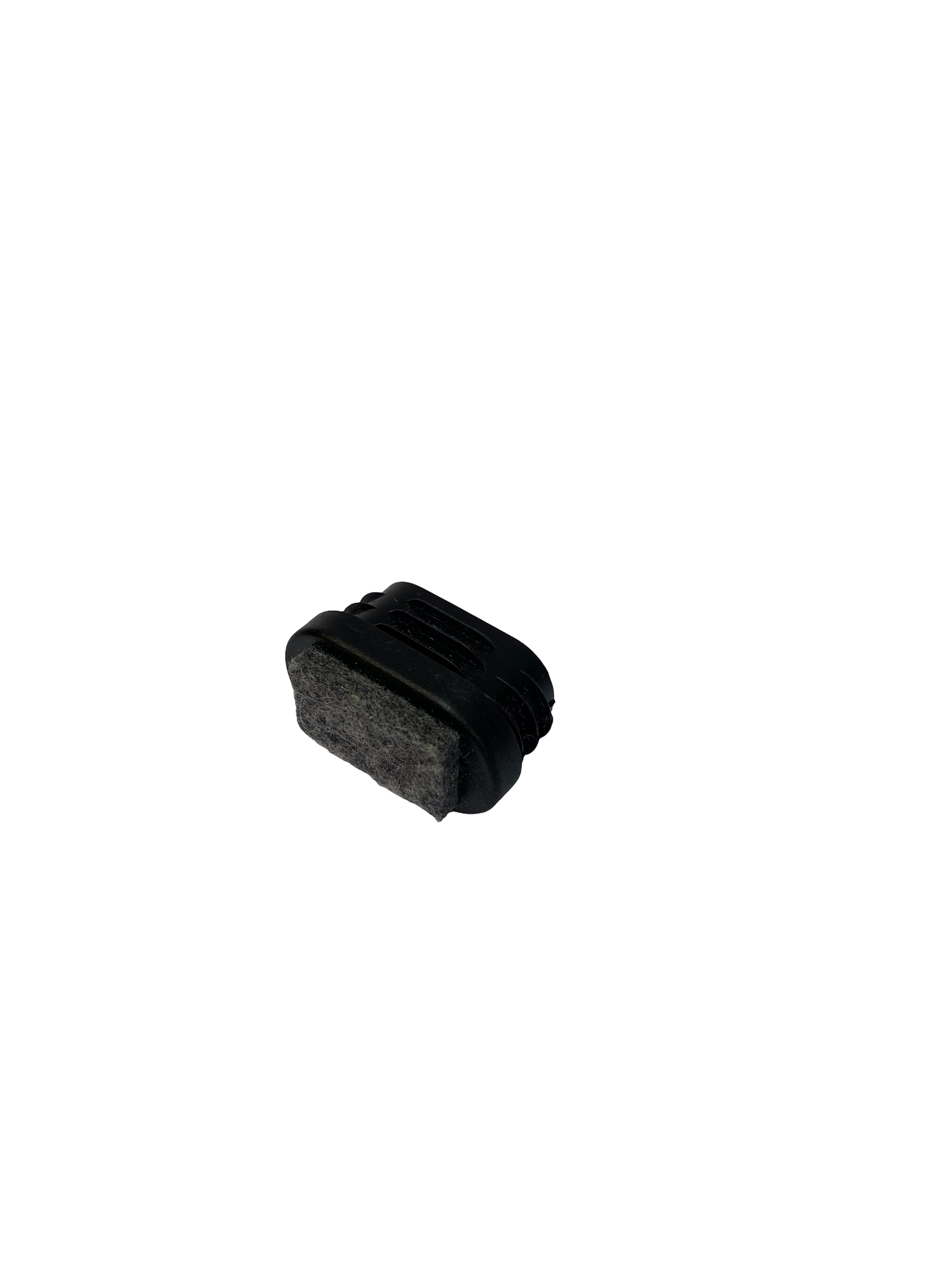 Oval felt cap with rectangular black felt