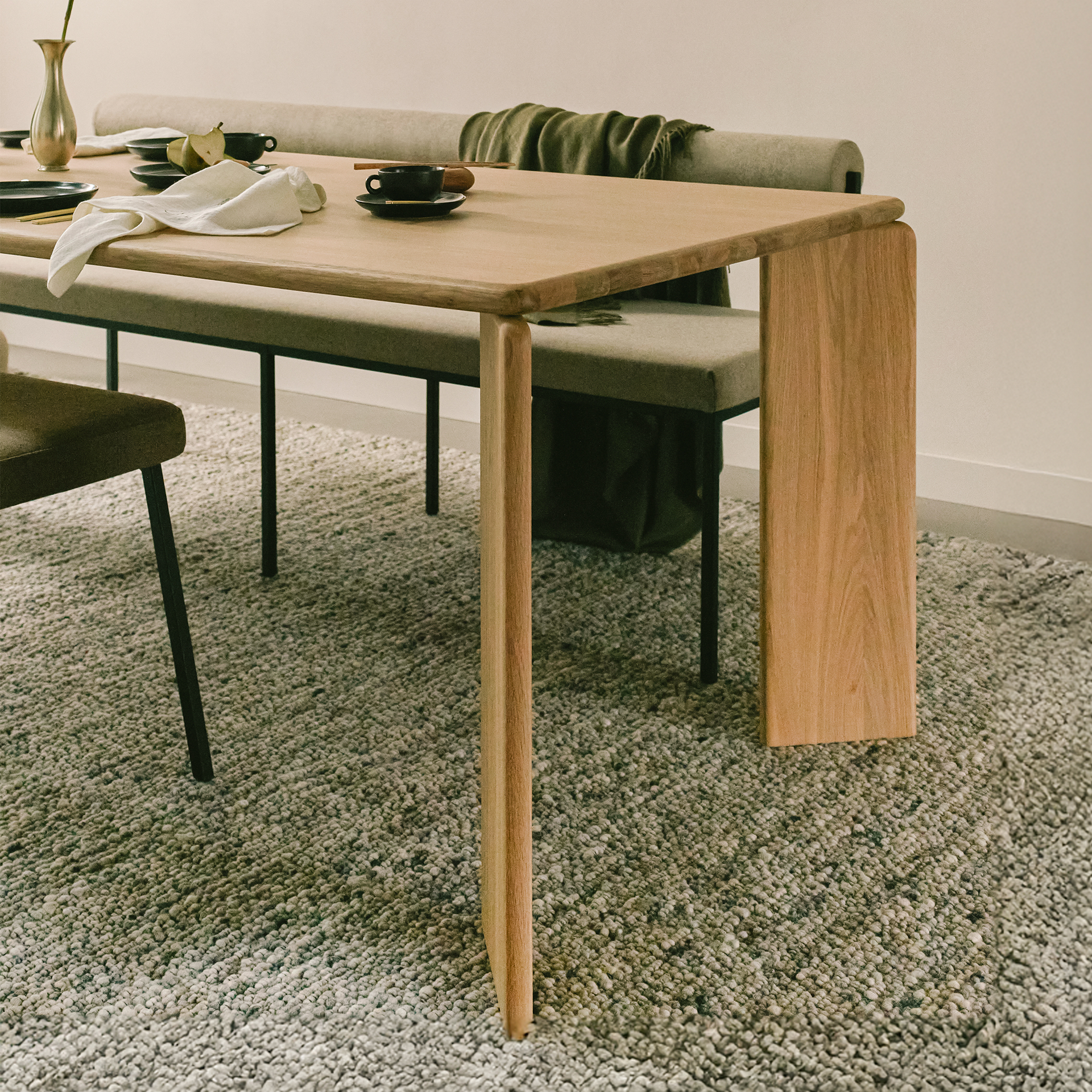 Soft Rectangular Oak natural lacquer dining table