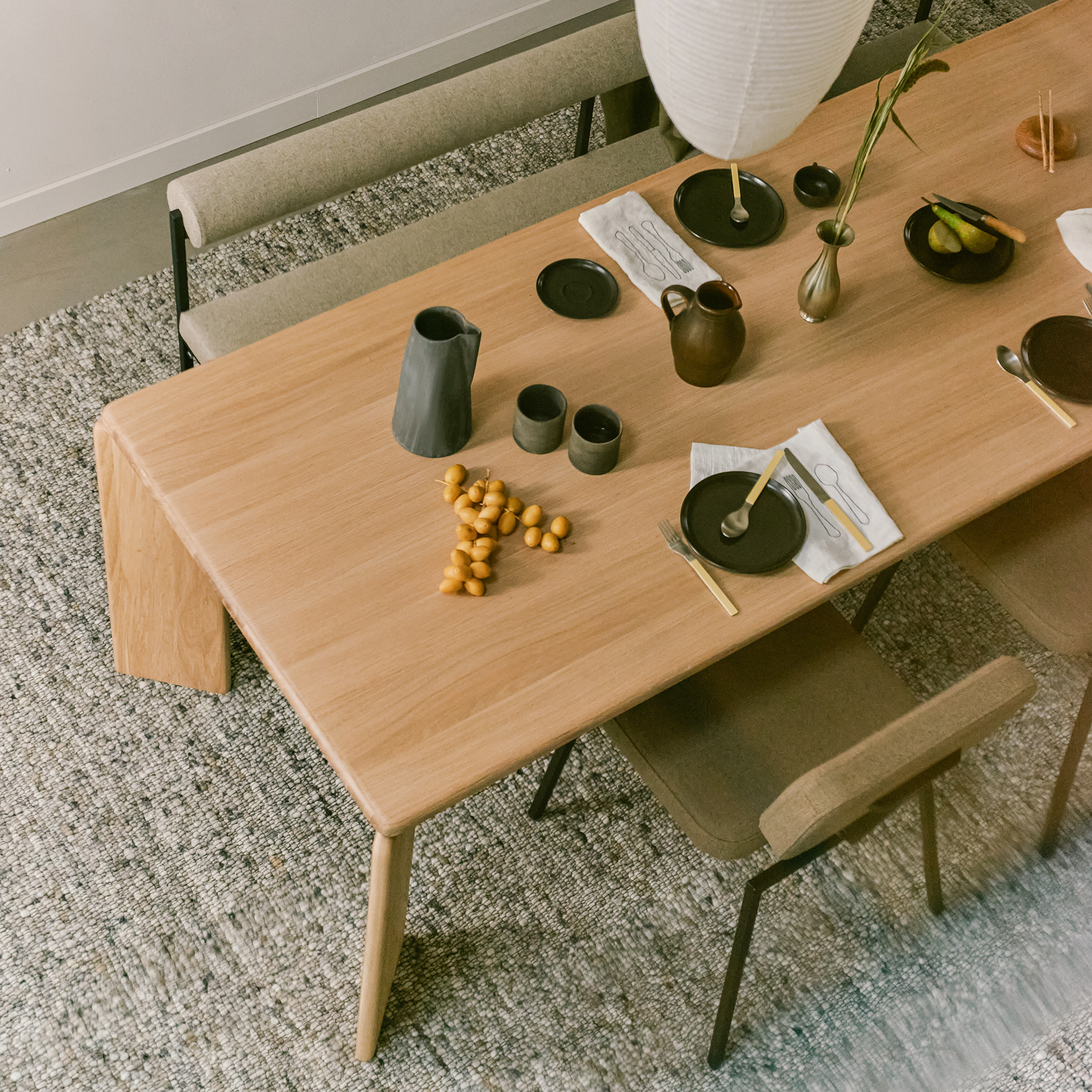 Soft Rectangular Oak natural lacquer dining table