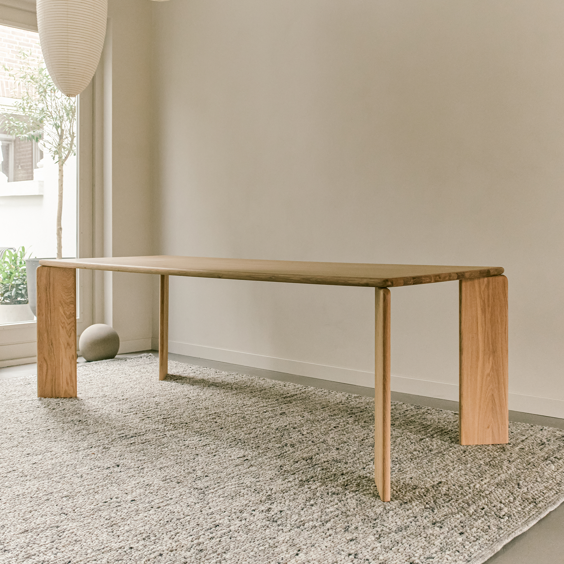Soft Rectangular Oak natural lacquer dining table