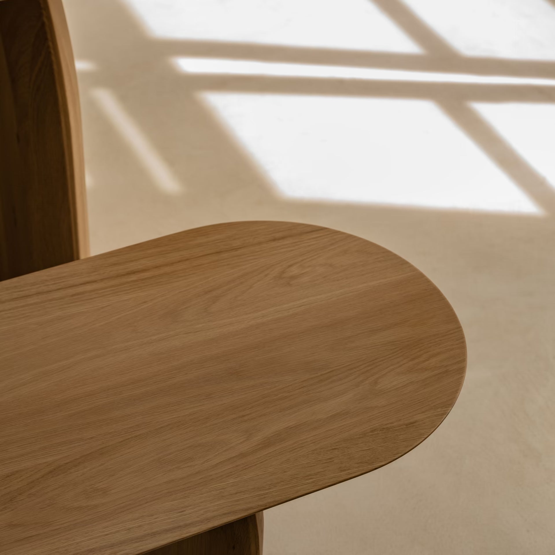 Slot dining bench Oak dark brown stain 180cm tapered