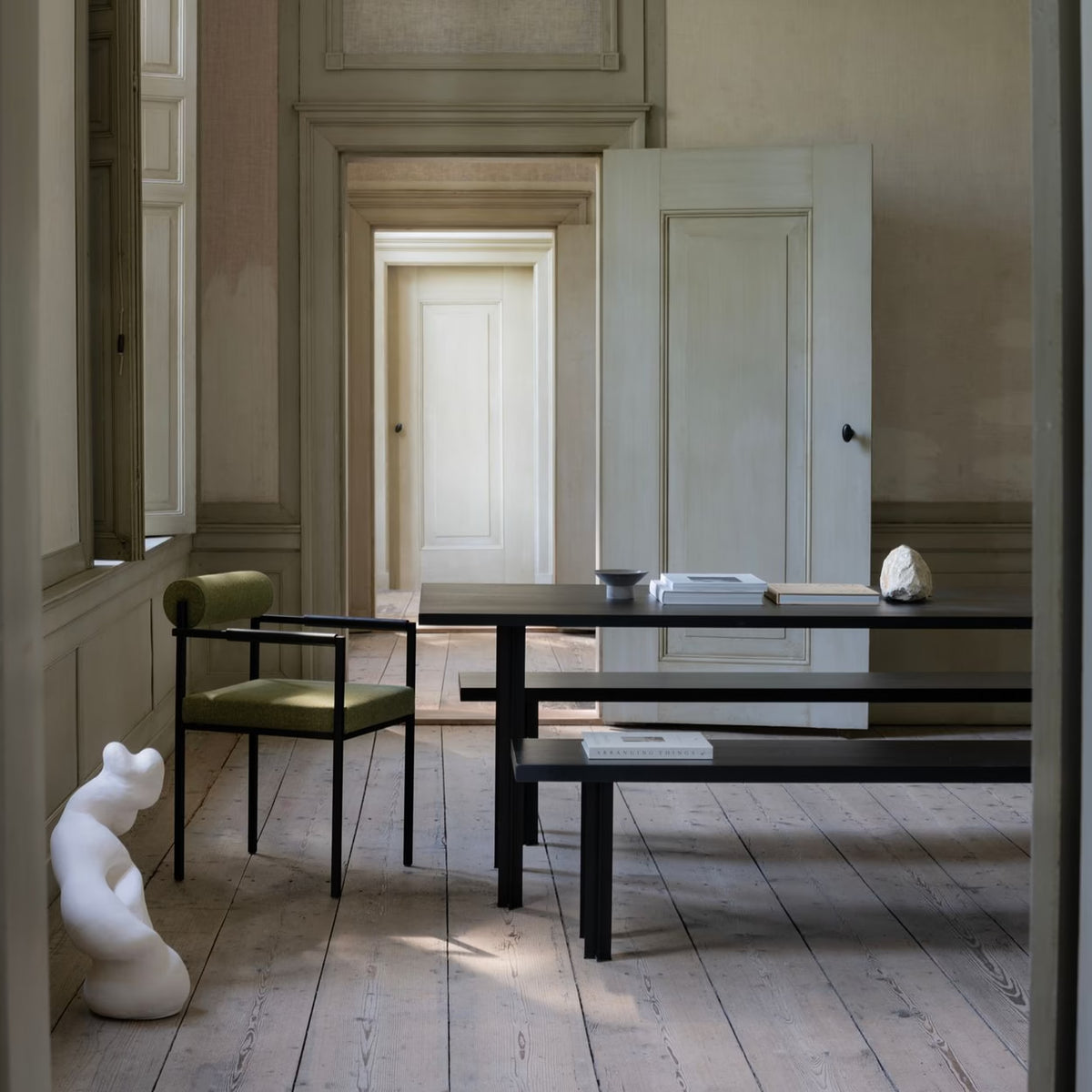 Cross tafel zwart, eiken naturel light rechthoekig