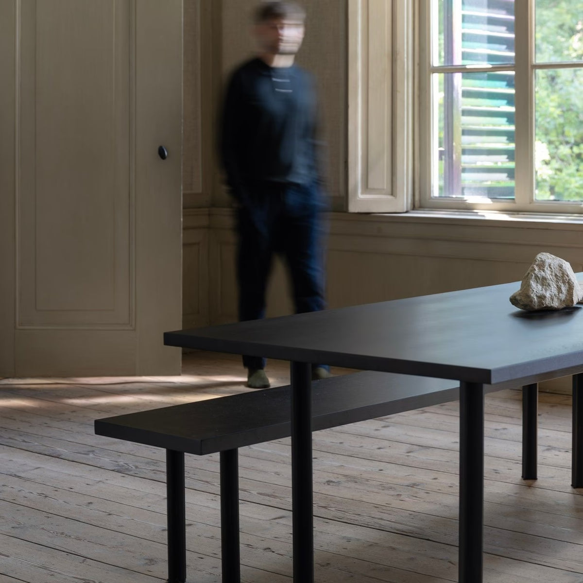 Cross tafel zwart, eiken naturel light rechthoekig