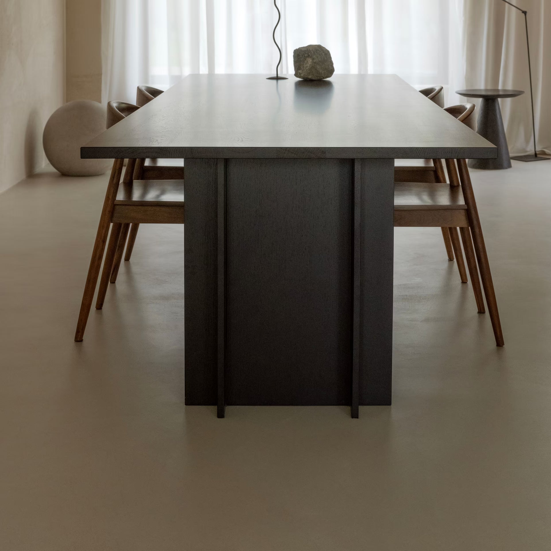 Rectangular Oak natural lacquer dining table