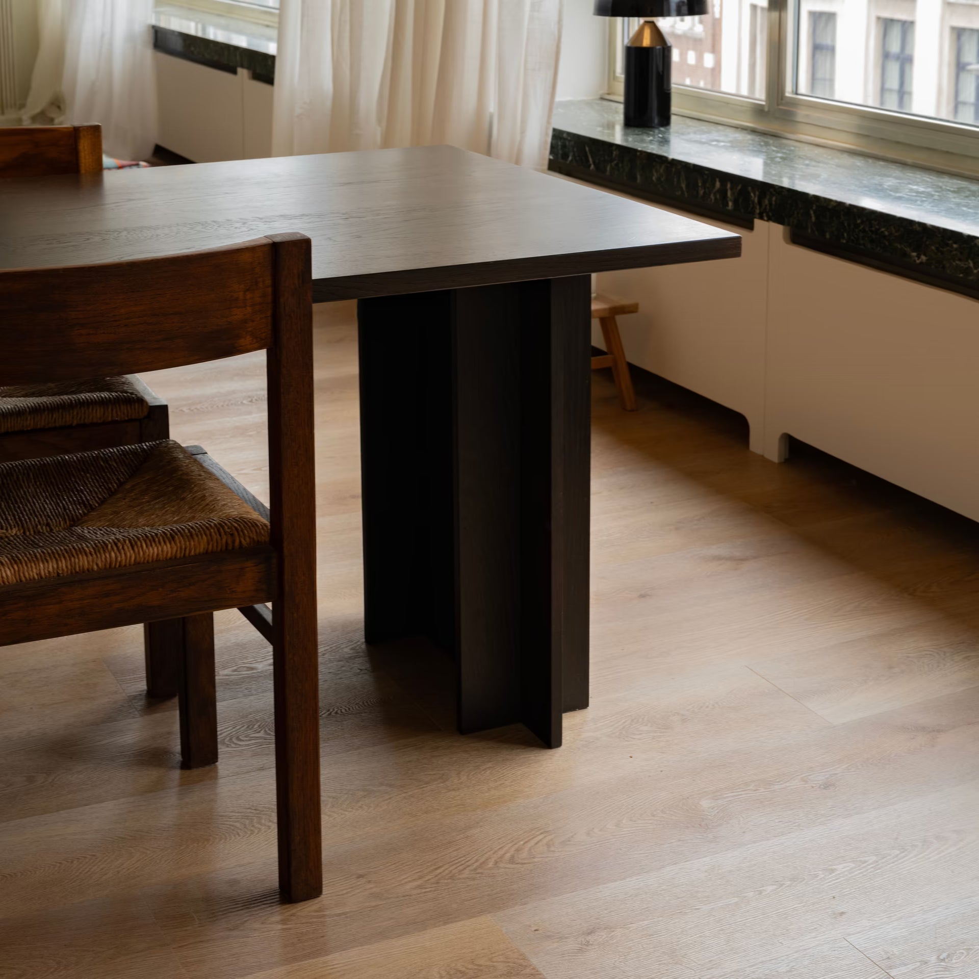 Rectangular Oak natural lacquer dining table