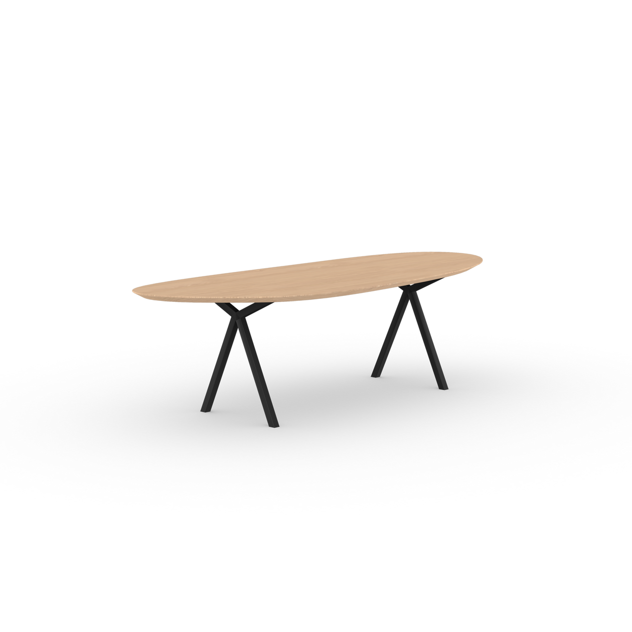 Slim X-type Blob Eiken hardwax olie natural light Staal zwarte poedercoating eettafel