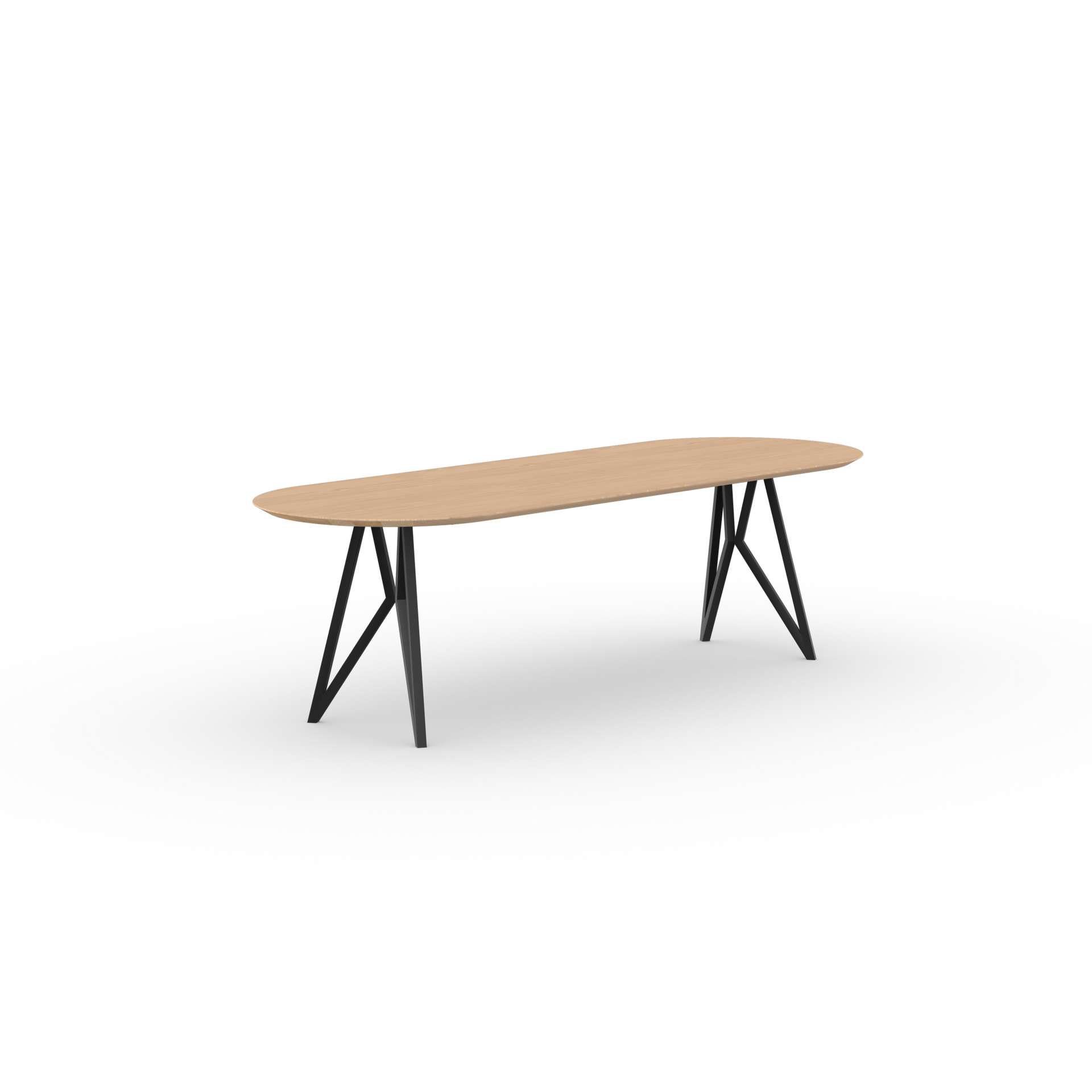 Butterfly Flat Oval Oak hardwax oil natural light Steel black powder coating dining table