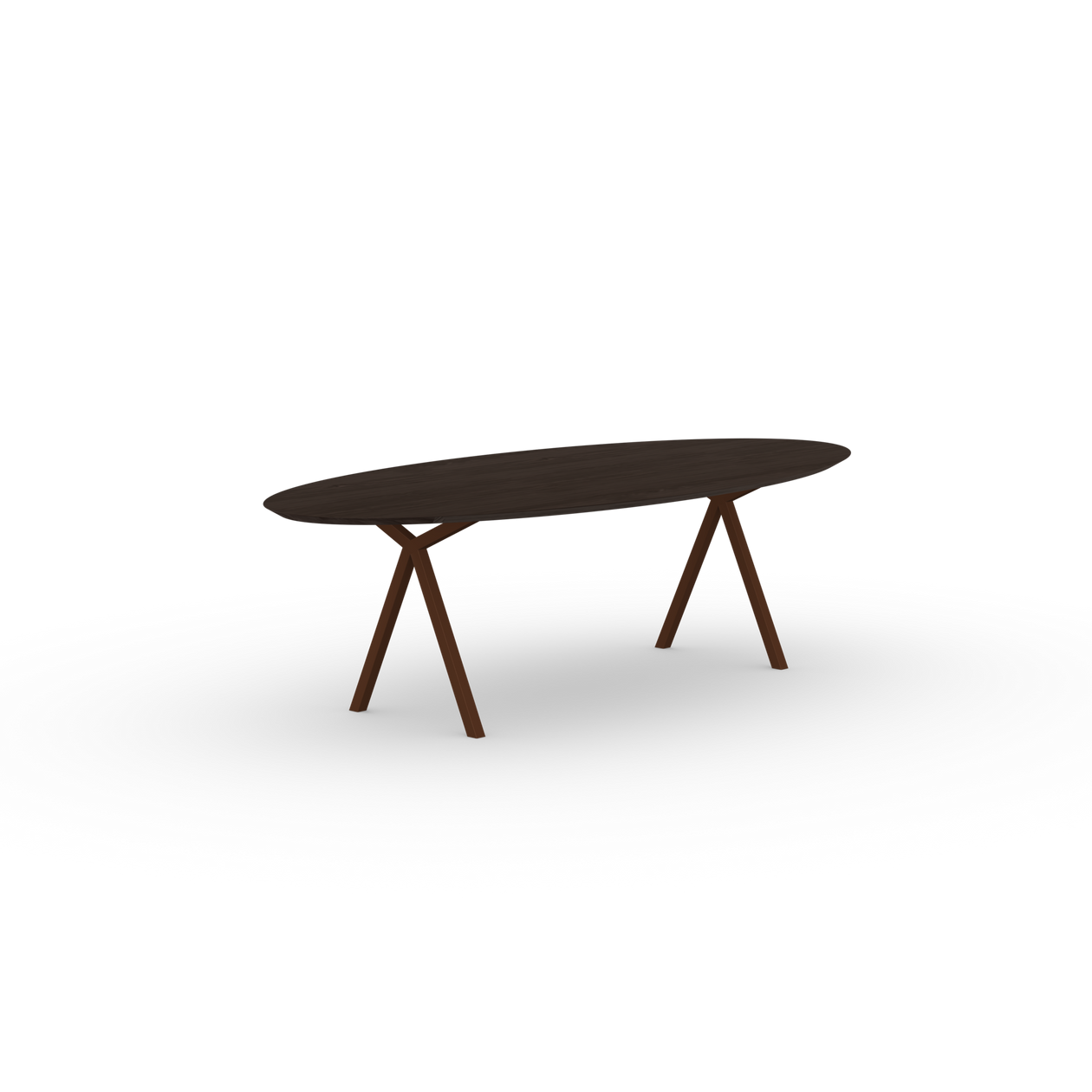 Slim X-type Oval Oak smoked stain Steel brown powder coating dining table