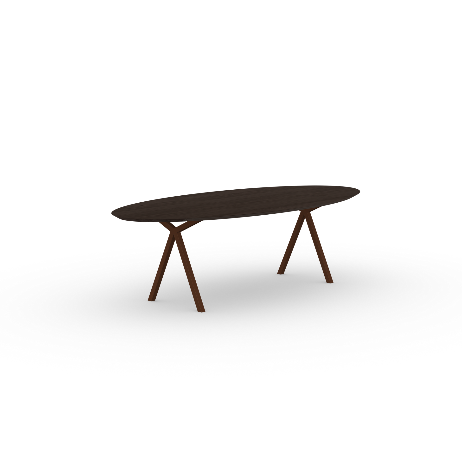 Slim X-type Oval Oak smoked stain Steel brown powder coating dining table