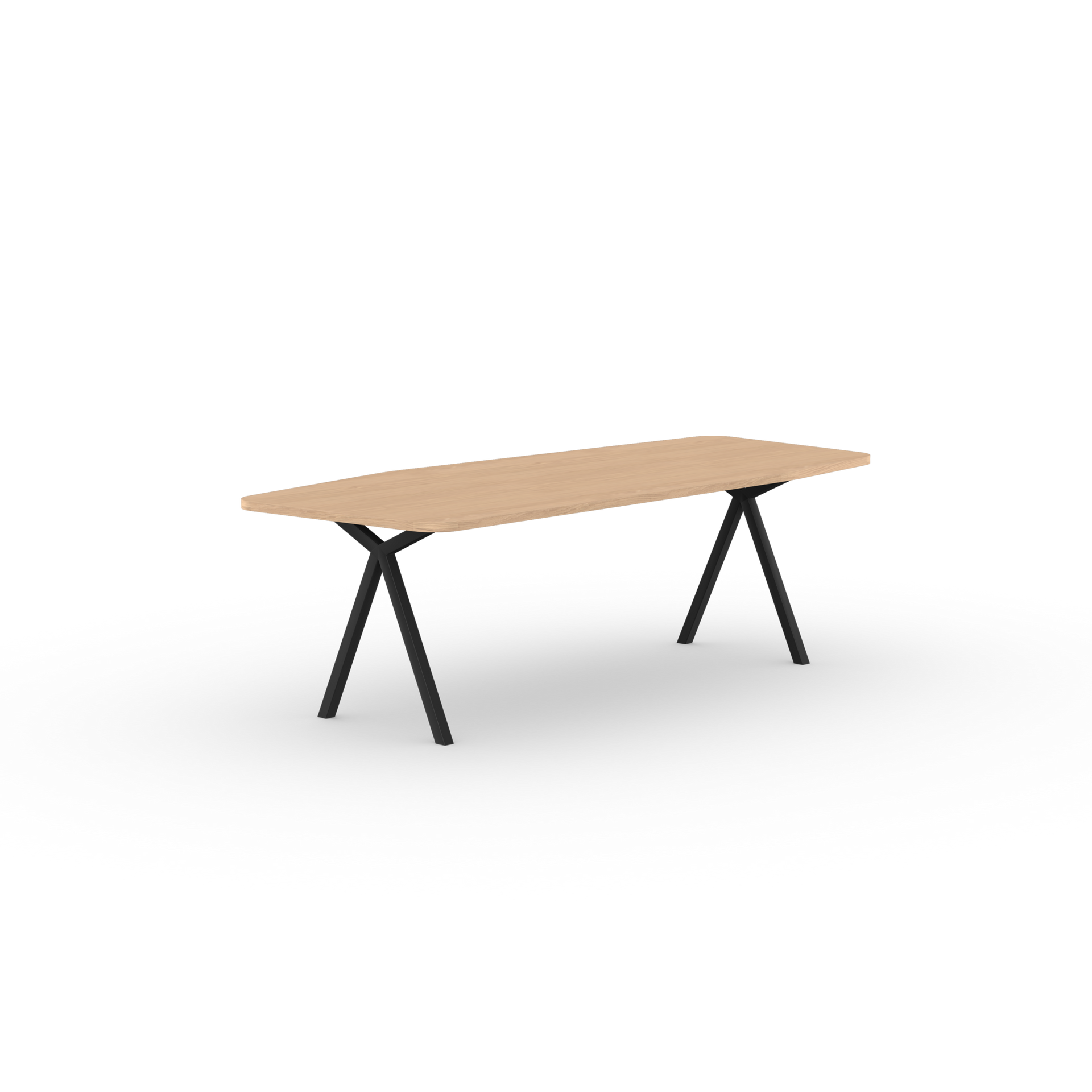 Slim X-type Paper Oak hard wax oil natural light Steel black powder coating dining table