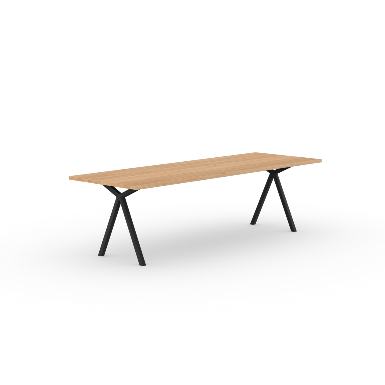 Slim X-type Rechthoekig Eiken naturel lak Staal zwarte poedercoating eettafel