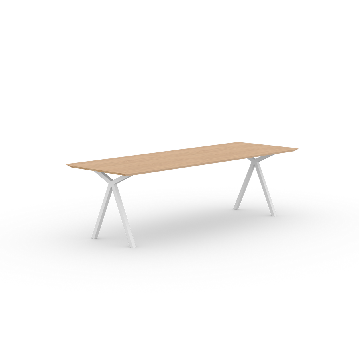 Slim X-type Rechthoekig Eiken hardwax olie natural light Staal witte poedercoating eettafel