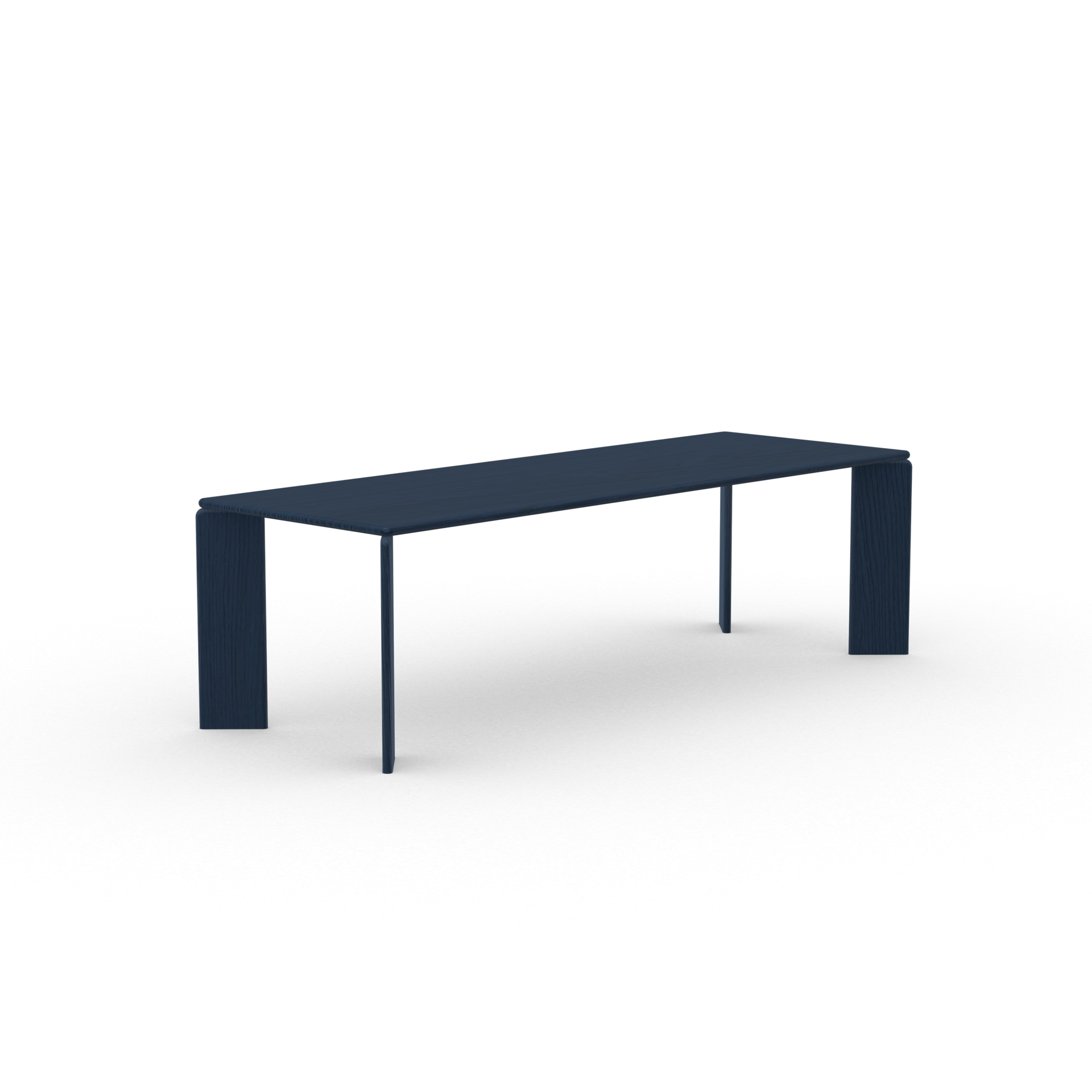 Soft Rectangular Oak blue lacquer dining table