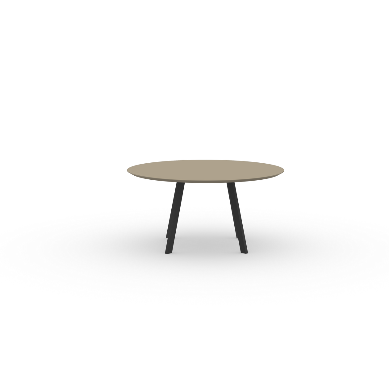 New Co Quadpod Rond HPL Fenix Beige Luxor Staal zwarte poedercoating eettafel