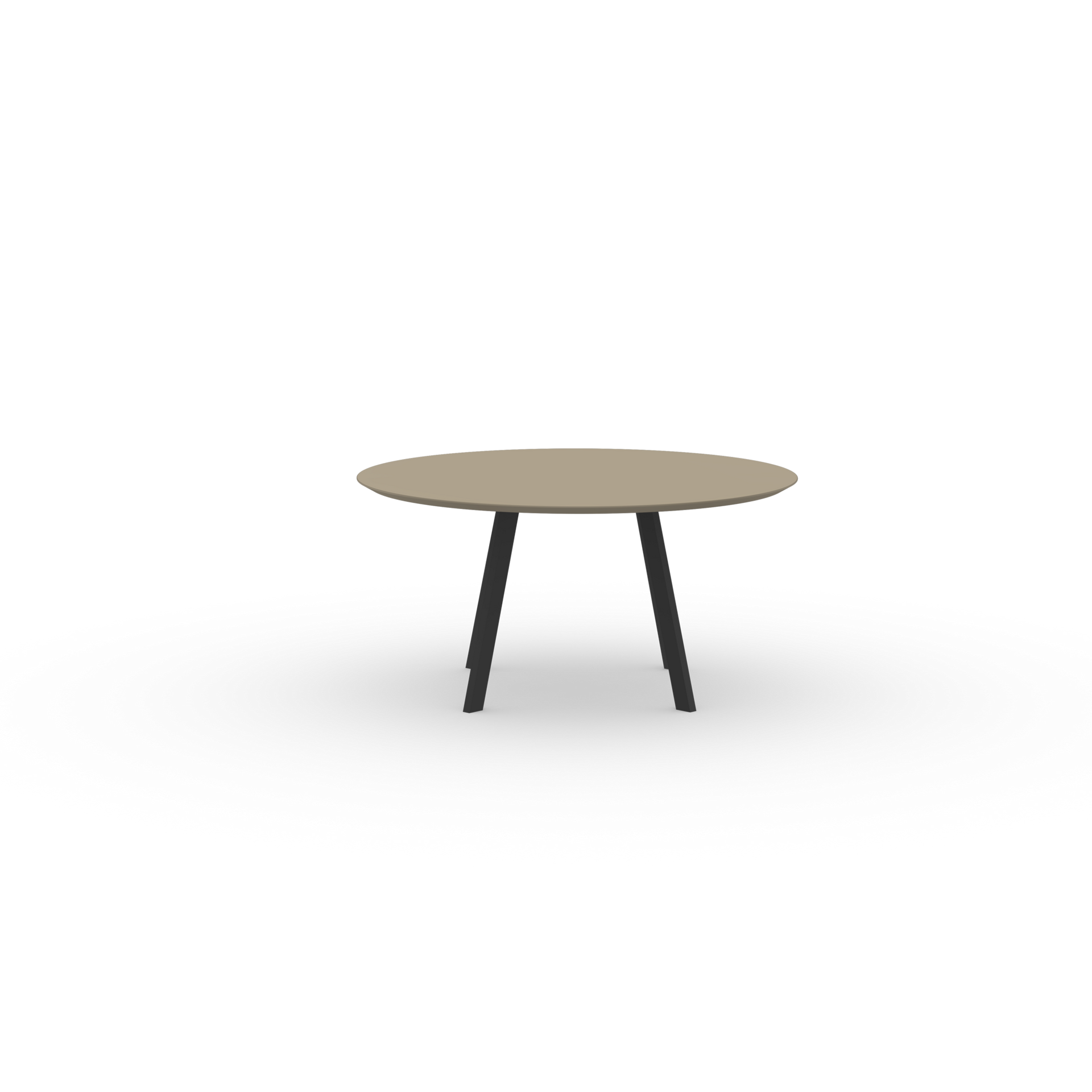 New Co Quadpod Round HPL Fenix Beige Luxor Steel black powder-coated dining table