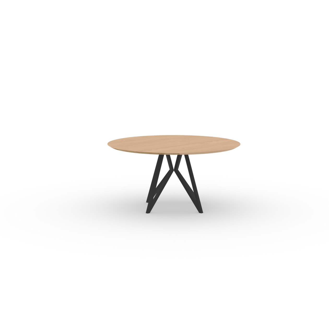 Butterfly Quadpod Rond Eiken hardwax olie natural light Staal zwarte poedercoating eettafel