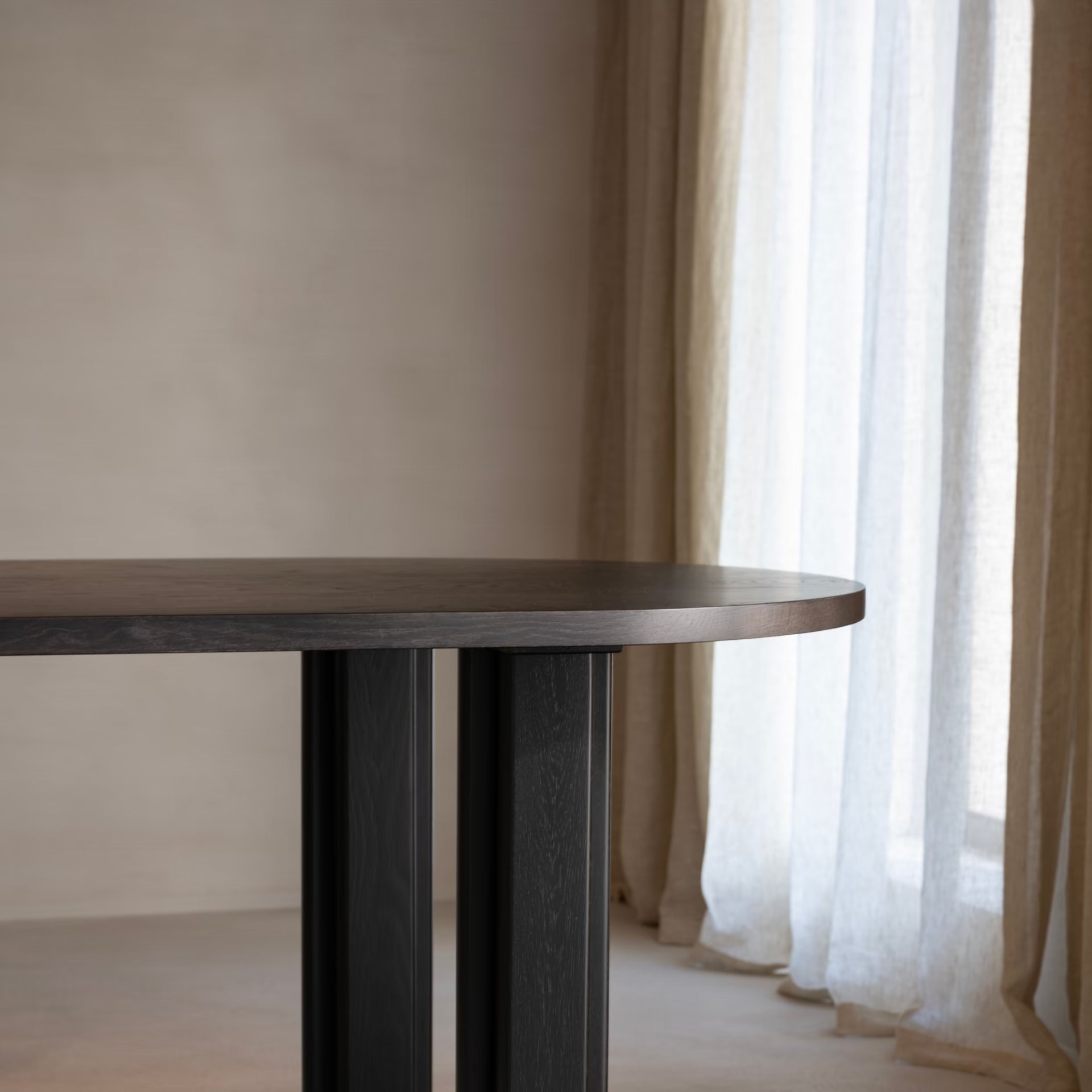 Solid Rectangular Oak smoked stain dining table