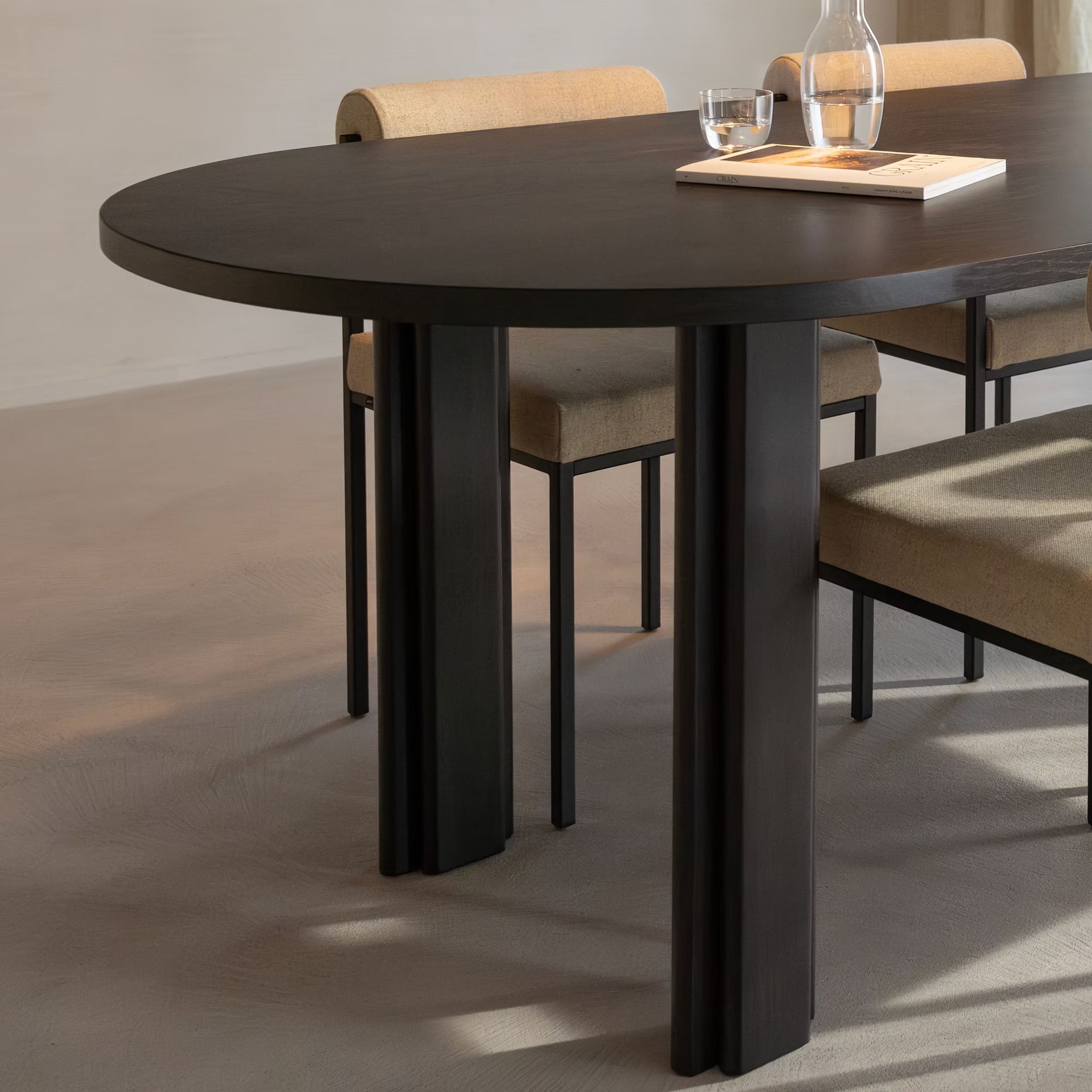 Solid Rectangular Oak smoked stain dining table
