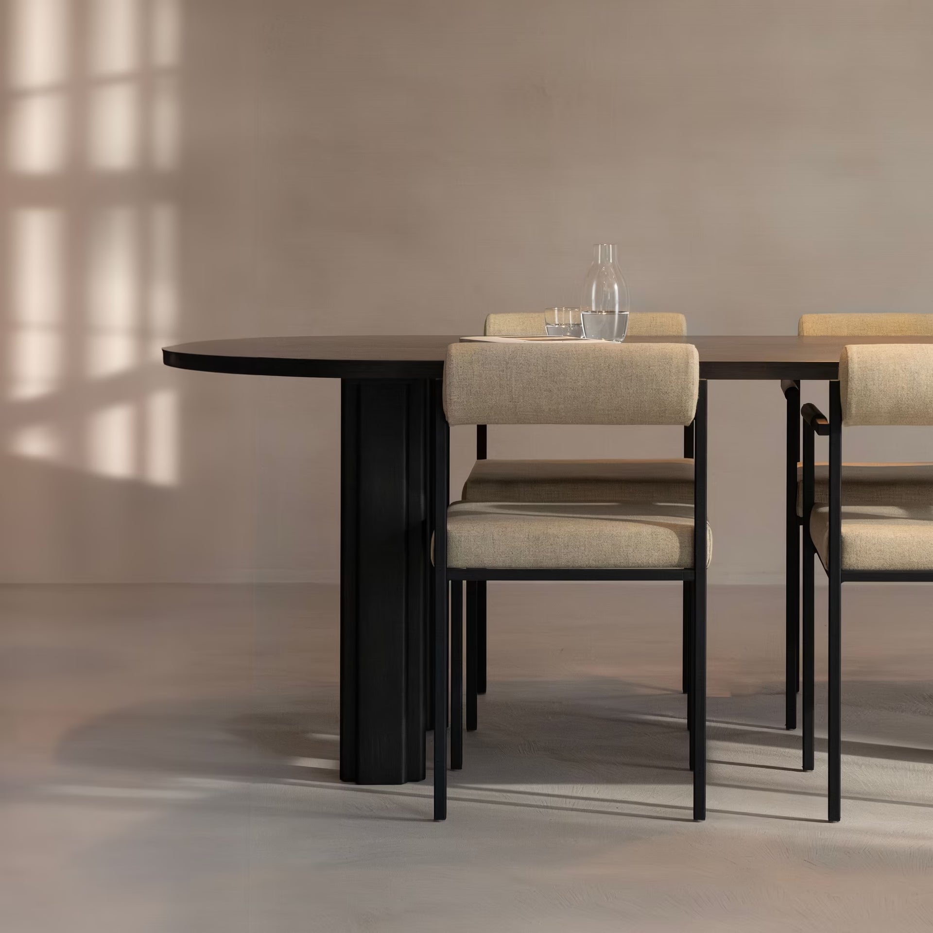 Solid Rectangular Oak smoked stain dining table