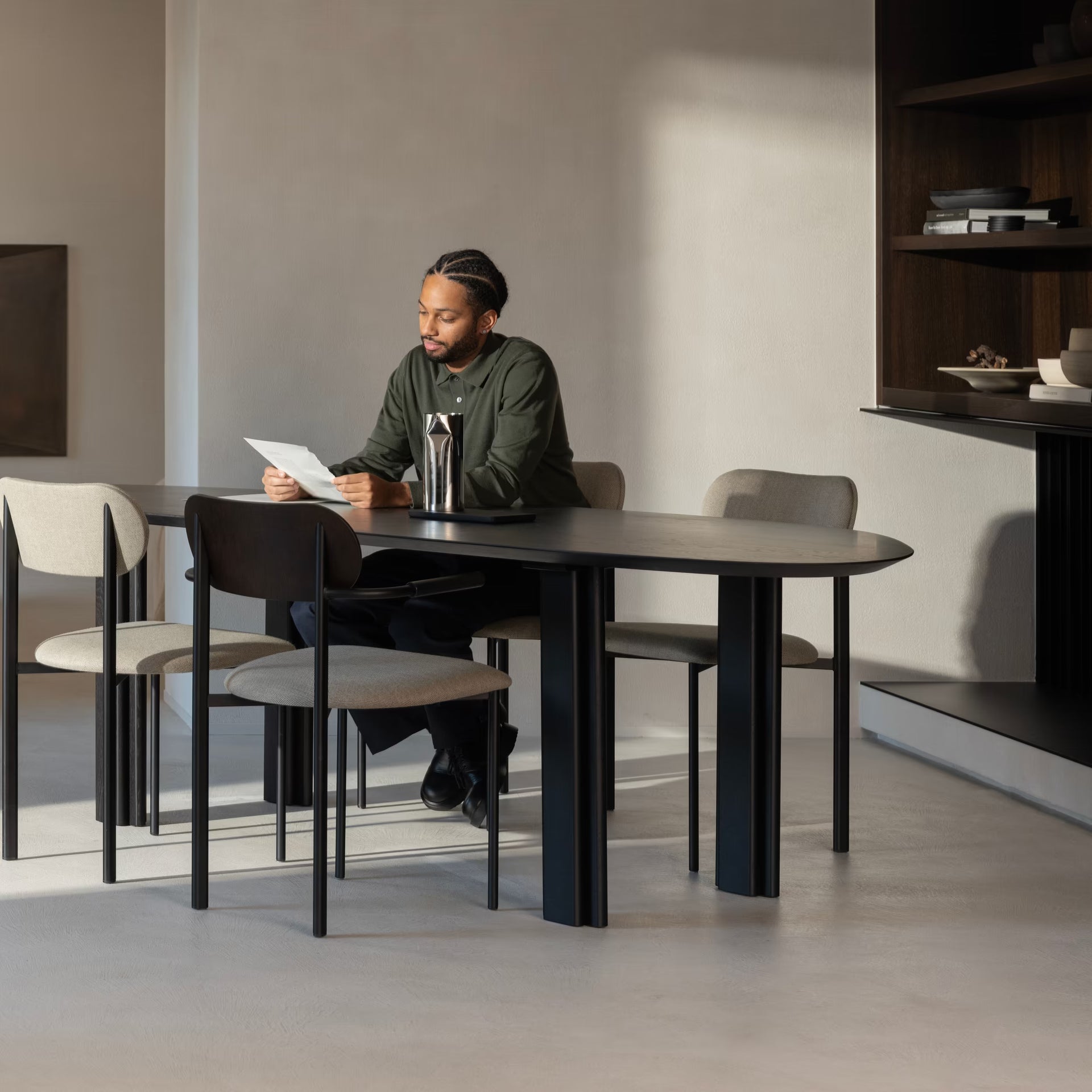 Solid Rectangular Oak smoked stain dining table