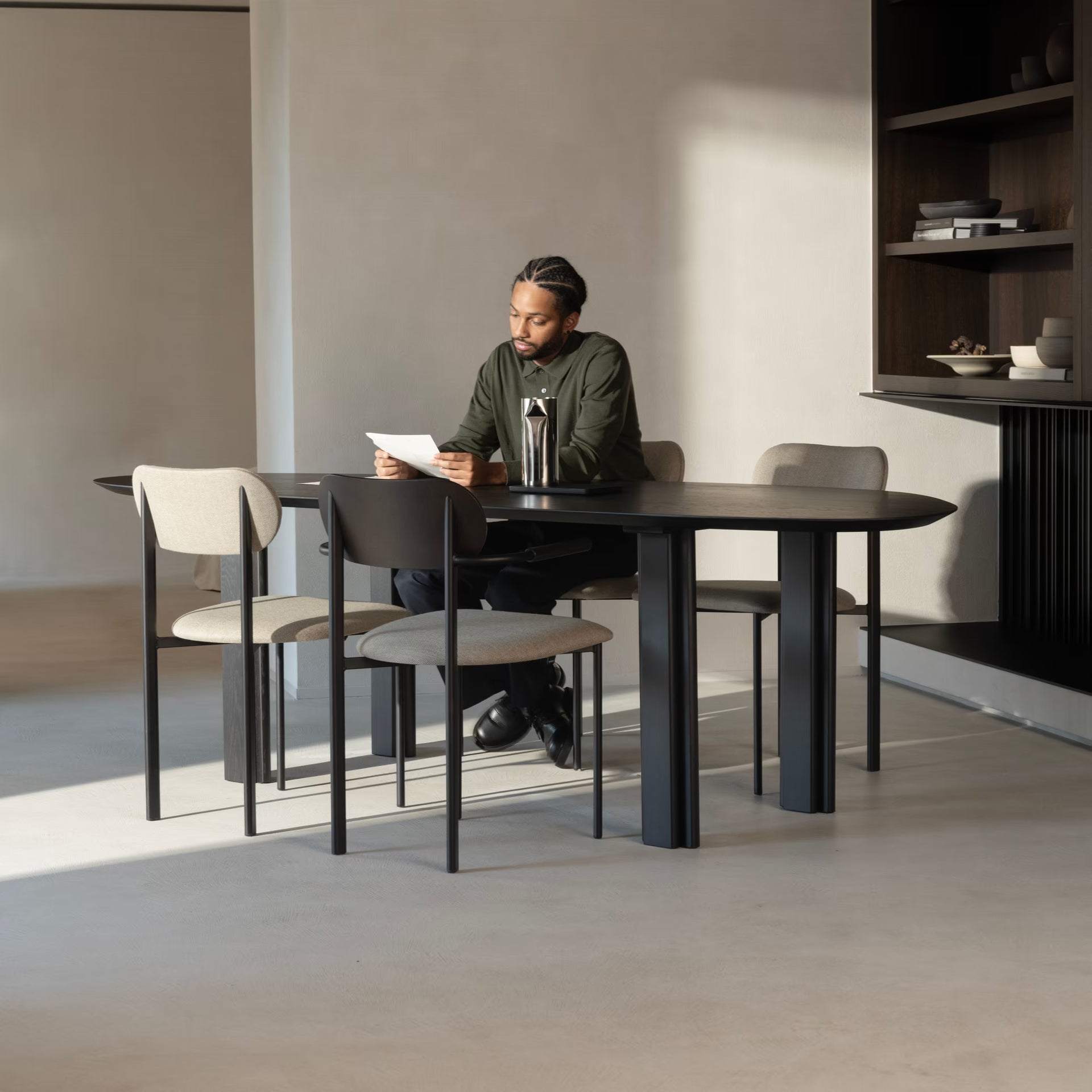 Solid Rectangular Oak smoked stain dining table