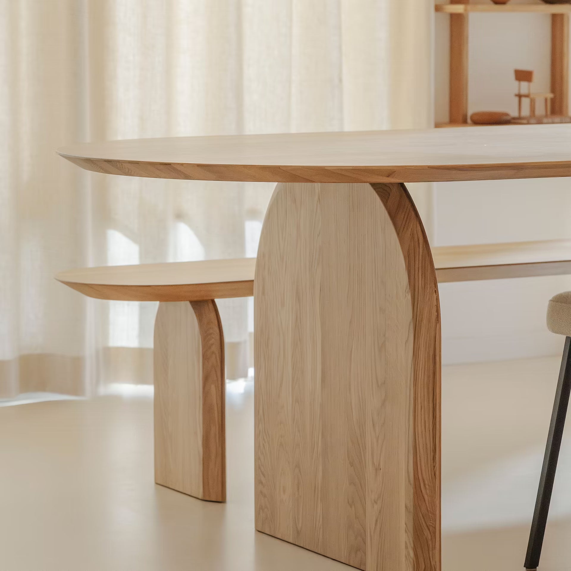 Slot Flat Oval Oak dark brown stained dining table