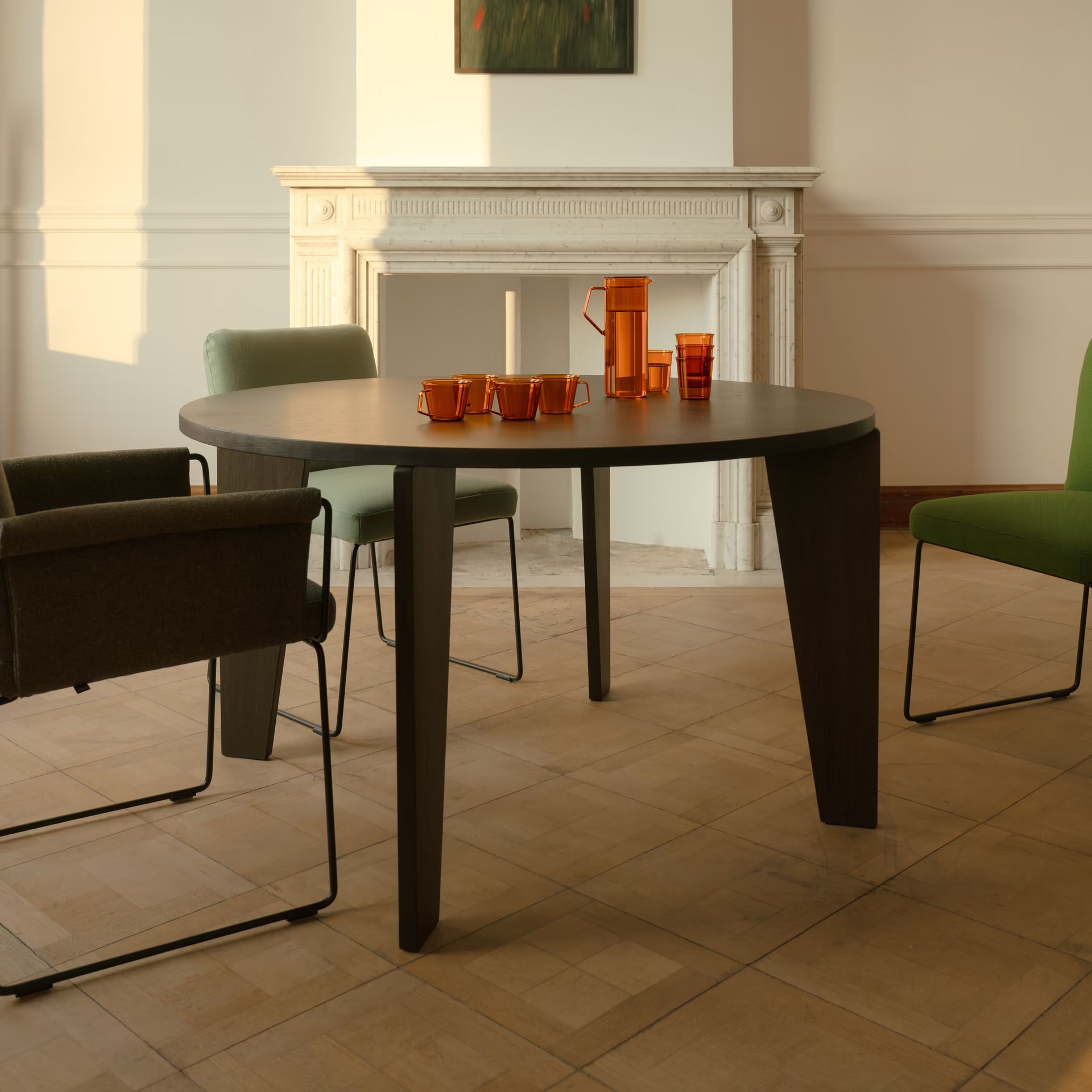 Taper Rectangular Oak Smoked Stain Dining Table